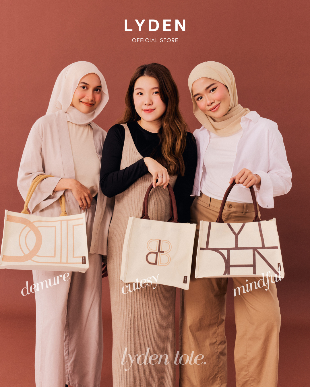 【NEW】 Lyden Exclusive  Demure/Cutesy / Mindful  Tote Bag/ Canvas Bag / Handbag / Prints Bag / Grocery Bag