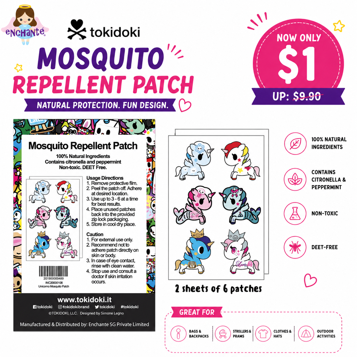 tokidoki Unicorno Mosquito Patches