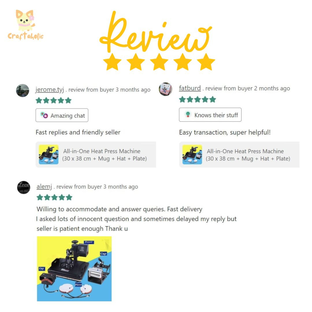 5-in-1 Swing-away Heat Press Machine Bundle (30 x 38cm)