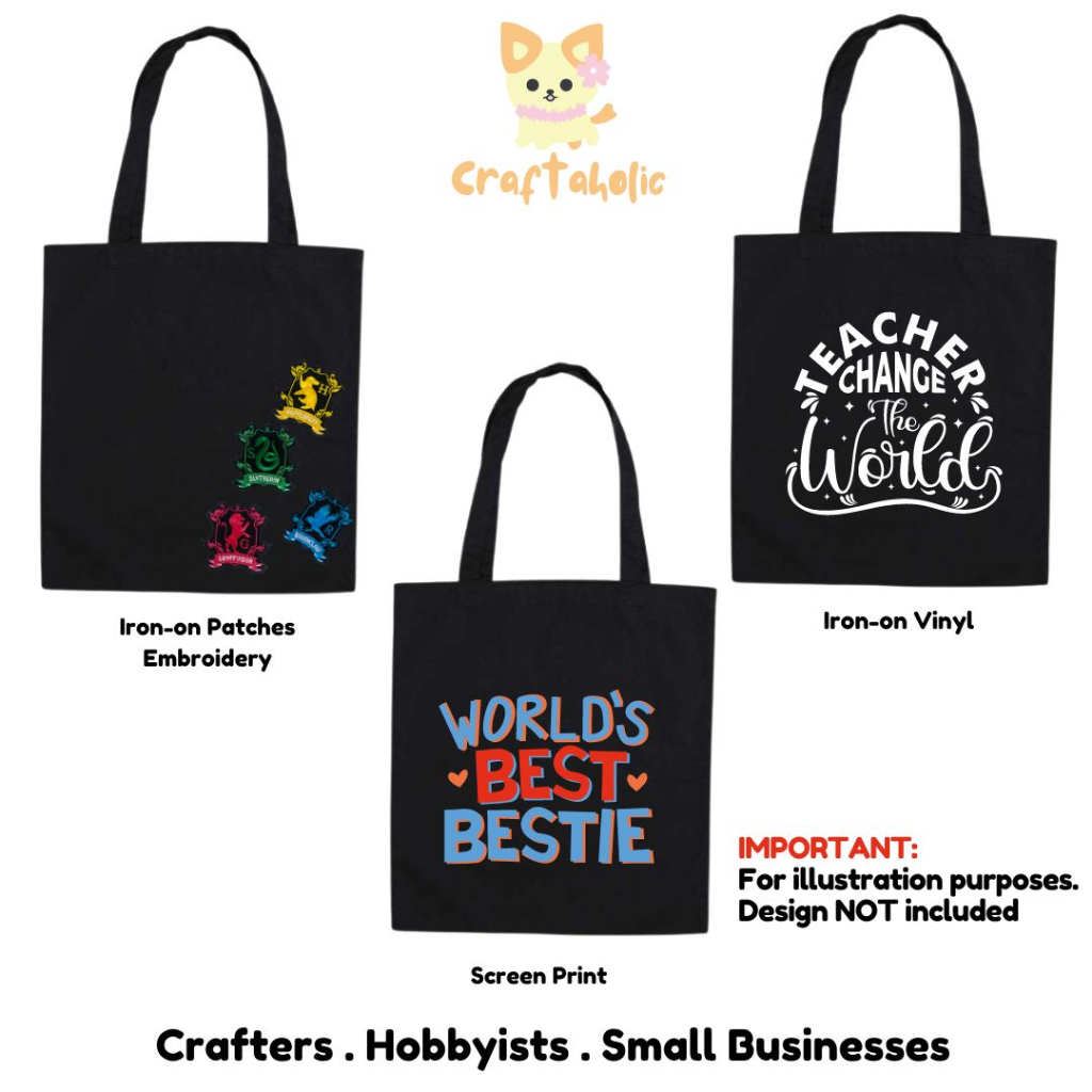 Craftaholic Plain Tote Bag - Black
