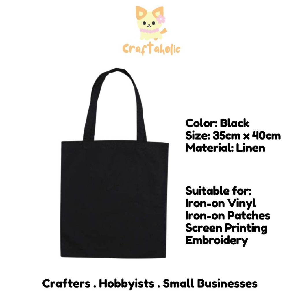 Craftaholic Plain Tote Bag - Black
