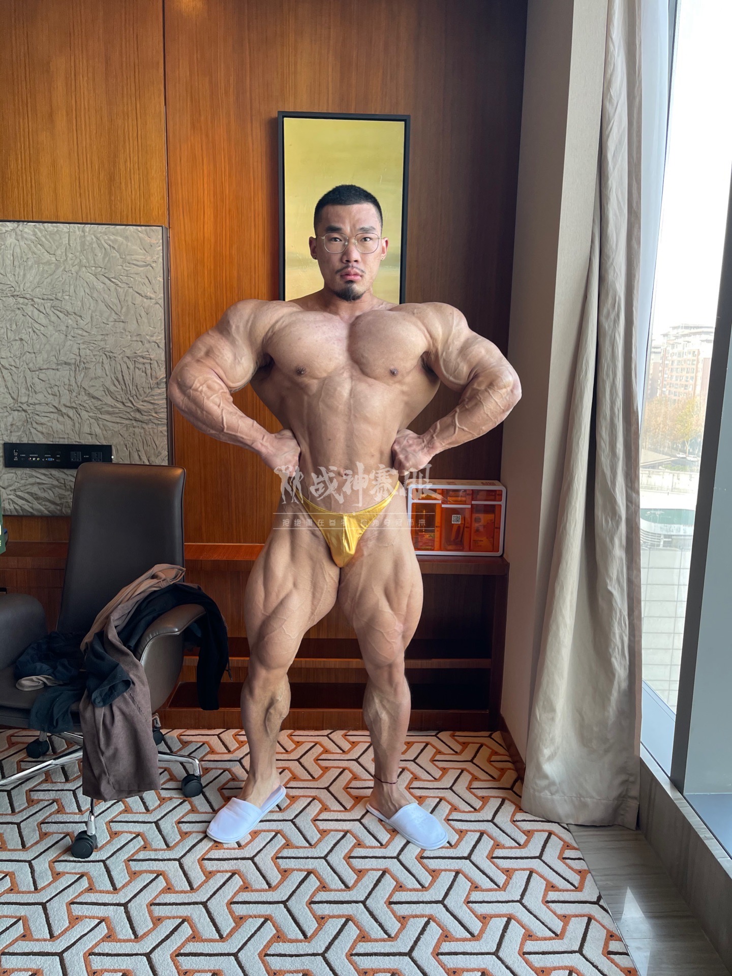 BB-K22 "Emperor Gold" Posing Trunk for Bodybuilding ProSuits Hongcheng Zhao