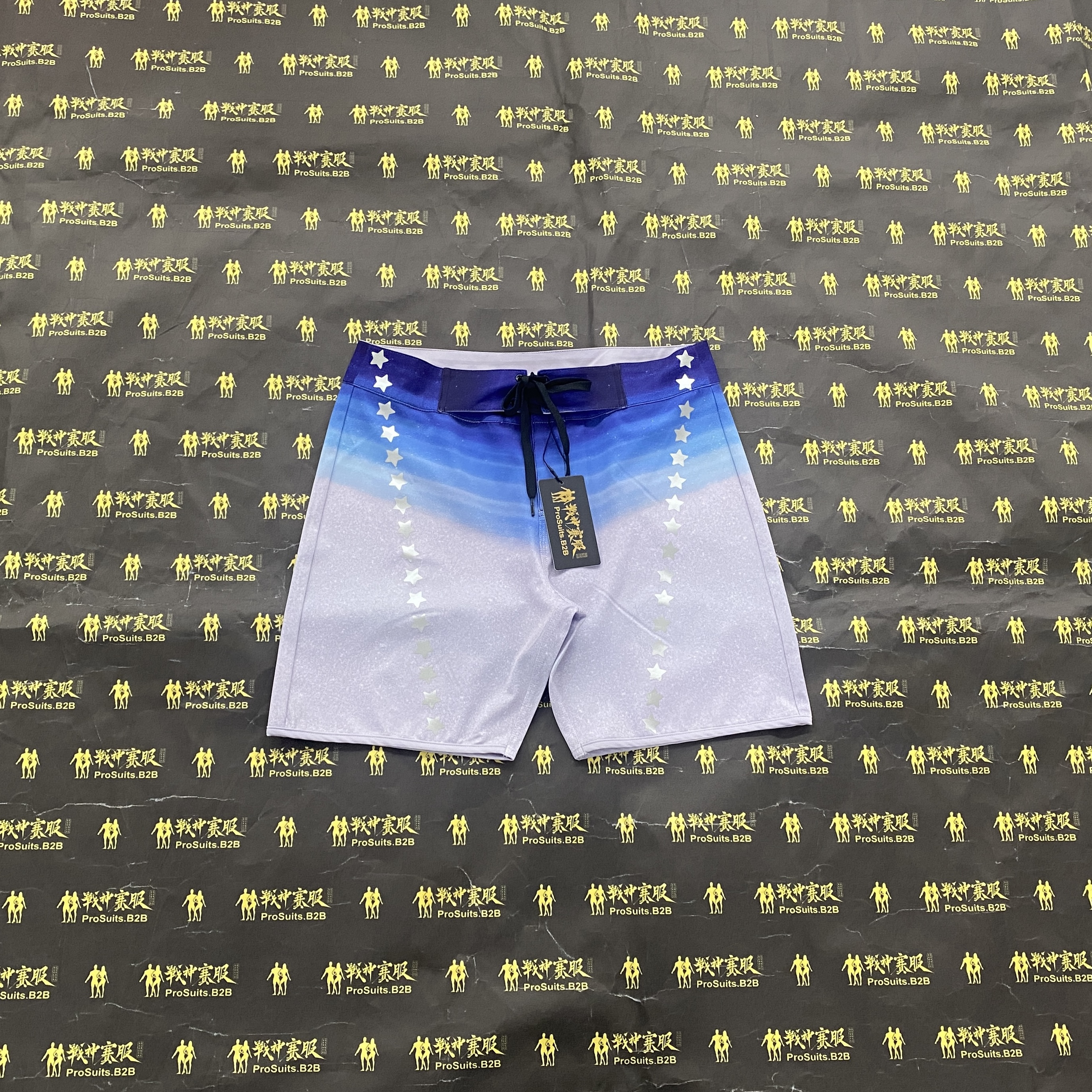 MP205 "Juxian Silver Stars" Boardshorts for Men's Physique by ProSuits