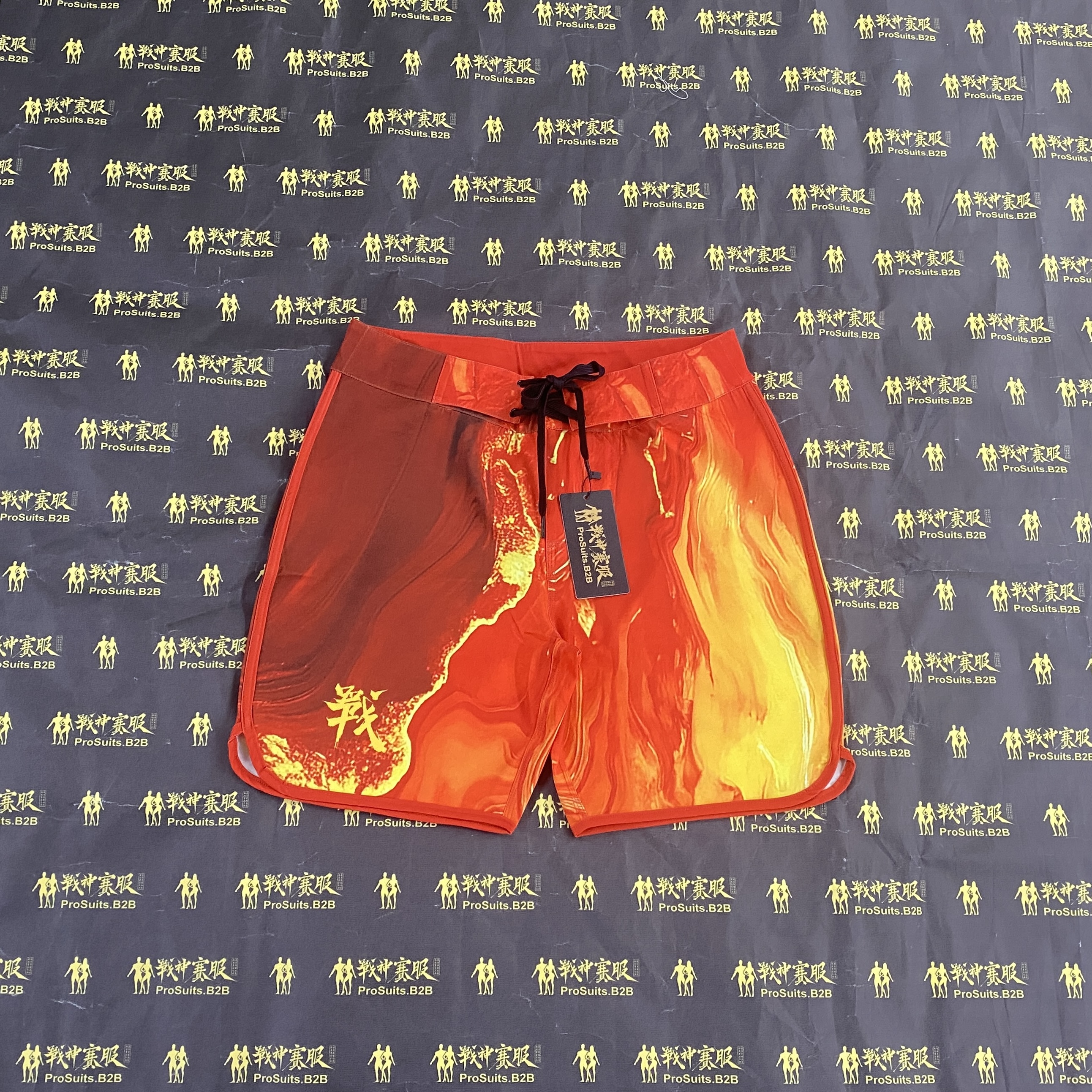 MP187 "Battle Fire" Boardshorts for Men's Physique ProSuits Yiqu Huang