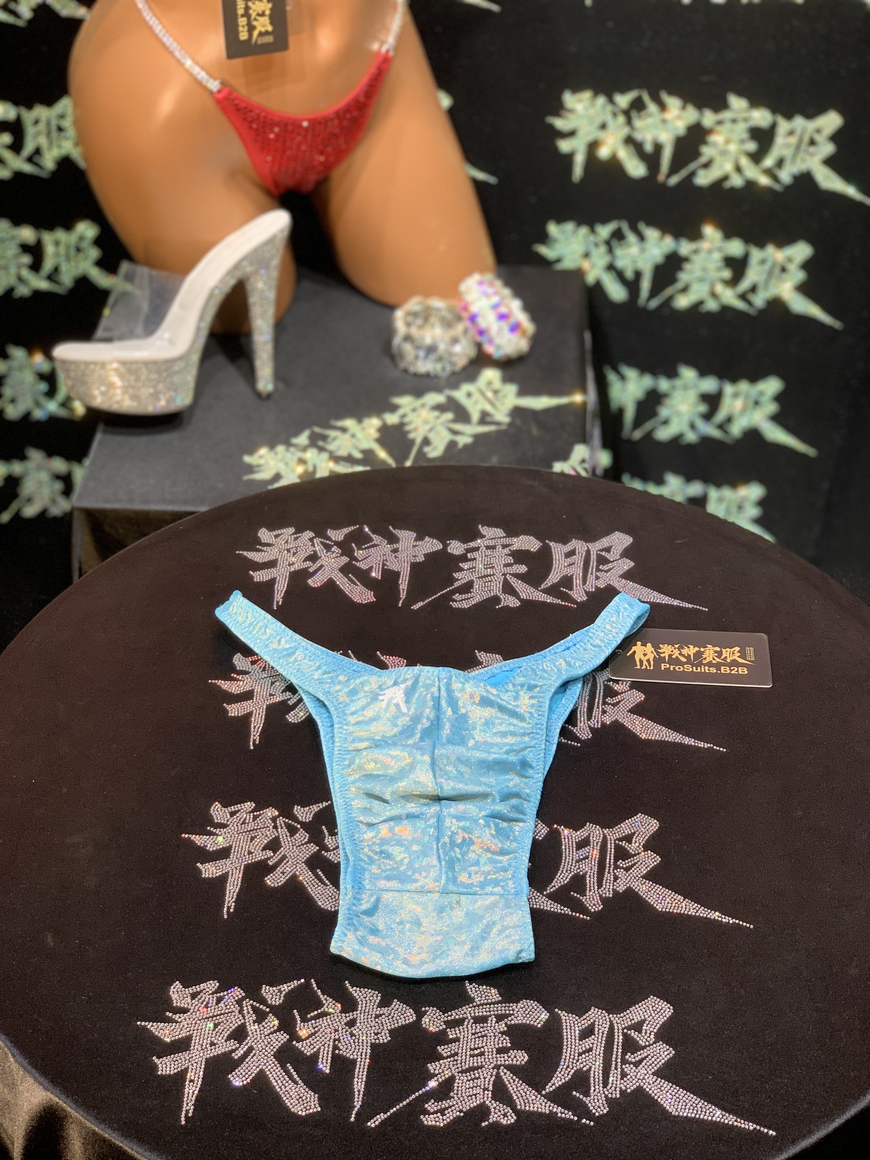 BB-SG1 "Liwei Shatterglass Aqua Blue" Posing Trunk for Bodybuilding by ProSuits