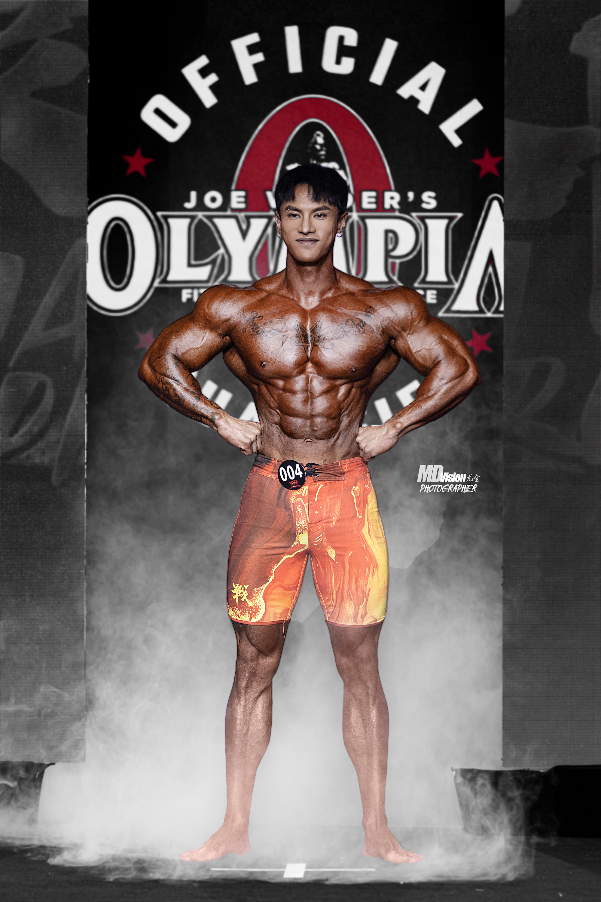 【Pre-Order】战神·黄义取 "Battle Fire" Boardshorts Men's Physique MP187
