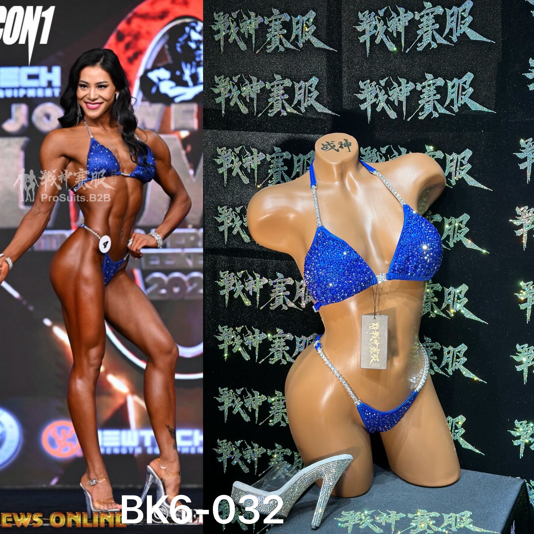 BK6-032 "Uka Blue" Competition Bikini Custom-Made for Bikini and Wellness ProSuits Uyanga Bataa