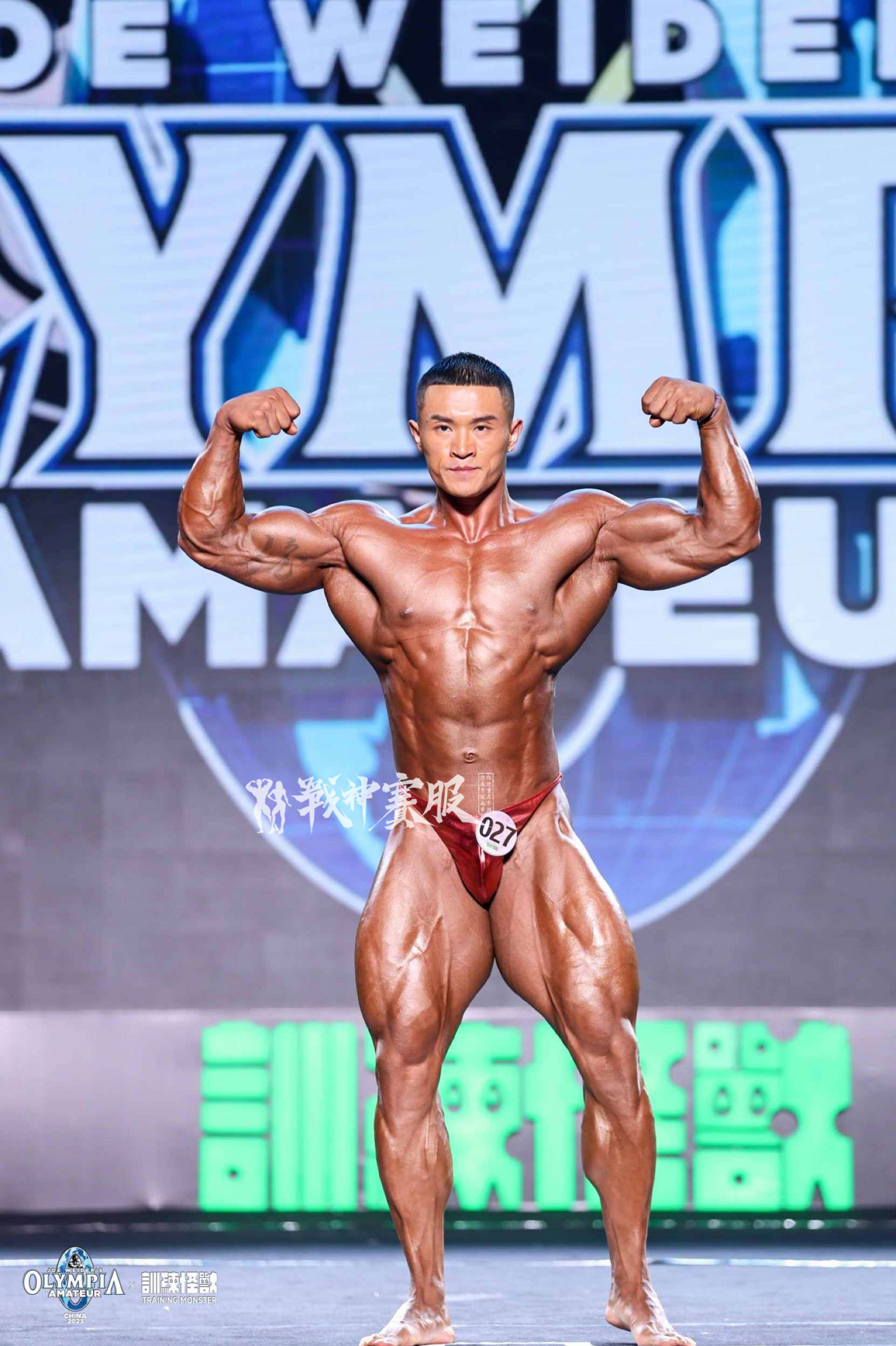 BB-K1 "Winning Red" Posing Trunk for Bodybuilding ProSuits Hongcheng Zhao