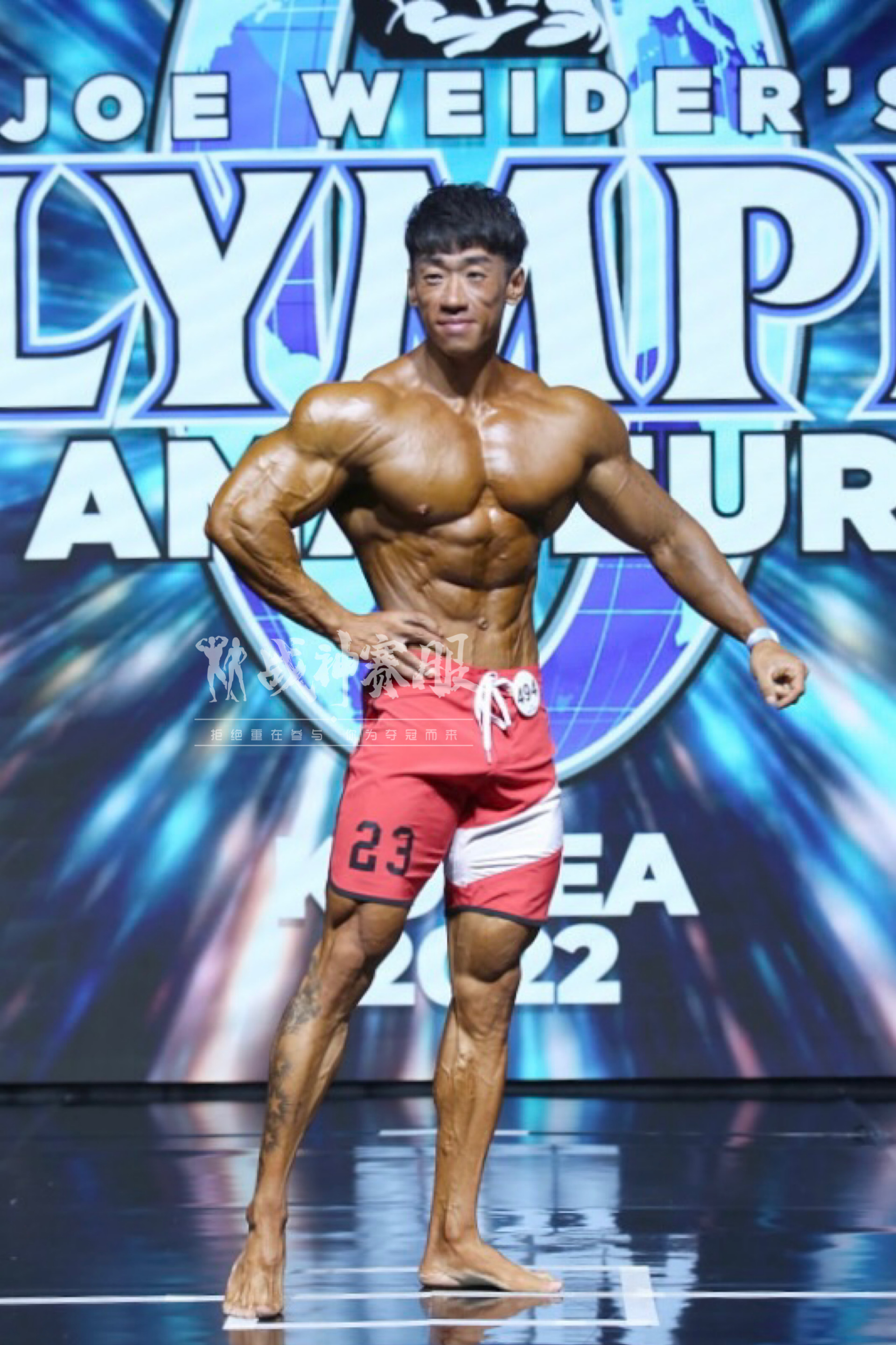 MP003 "BULLS23" Boardshorts Custom-Made for Men's Physique ProSuits Yang Han