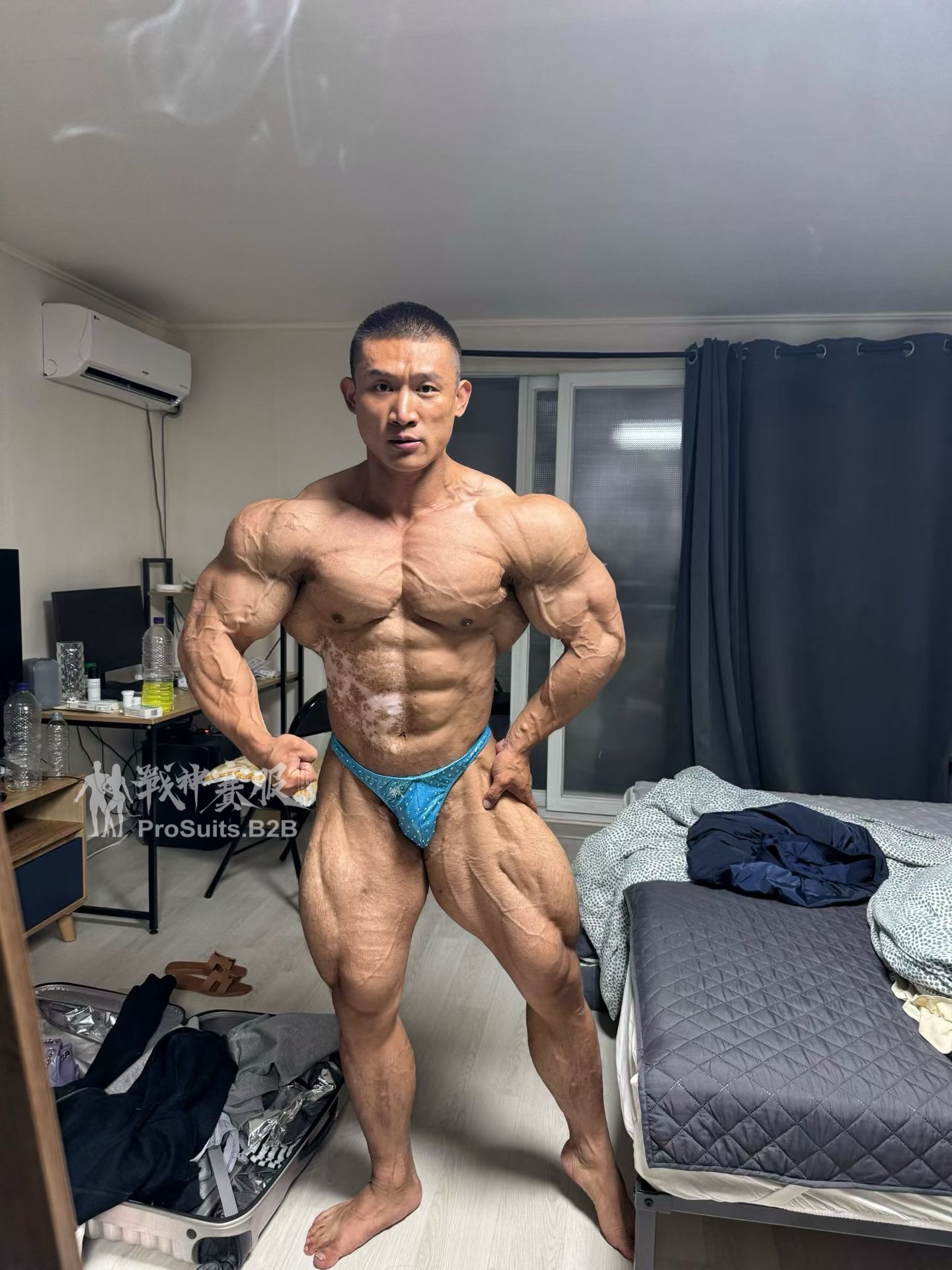 BB-G7 "Baby Blue" Posing Trunk for Bodybuilding ProSuits Zhaofeng He
