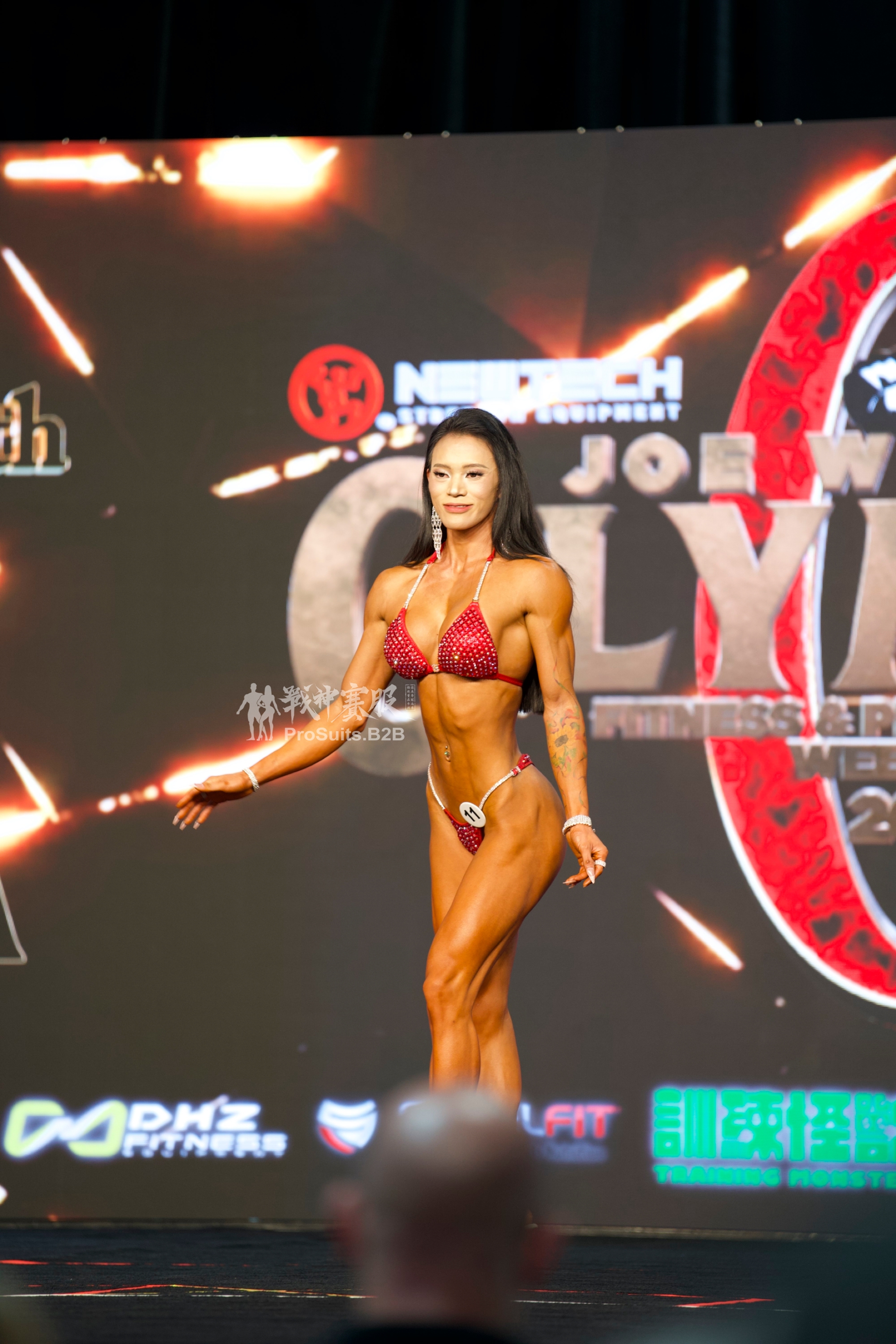 BK2-002 "Chaoxian Red" Competition Bikini Custom-Made for Bikini and Wellness ProSuits Chaoxian Chen