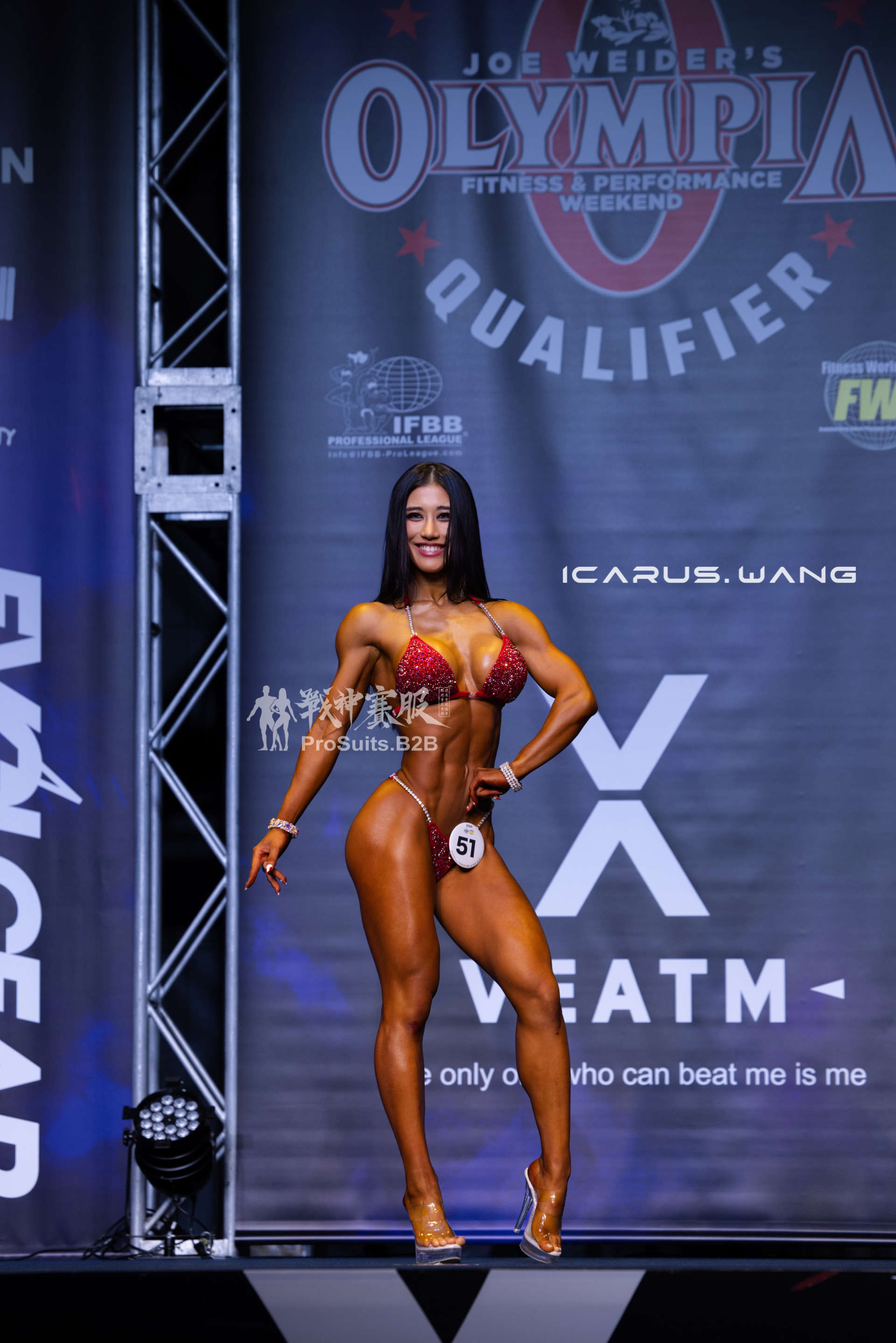 BK6-033 "Vikki Red" Competition Bikini Custom-Made for Bikini and Wellness ProSuits Vikki Wey