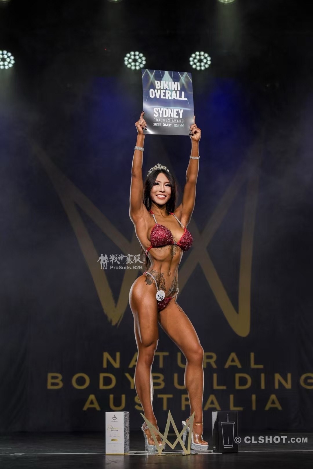 BK6-066 "Cynthia Red 3" Competition Bikini Custom-Made for Bikini and Wellness by ProSuits Cynthia Chen