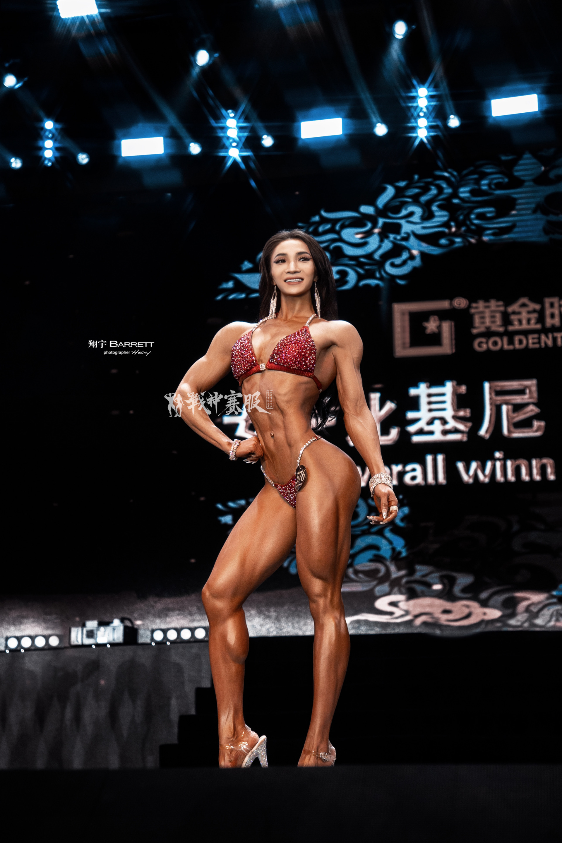 BK6-001 "Xinyi Red" Crystalized Suits for Bikini Competitions