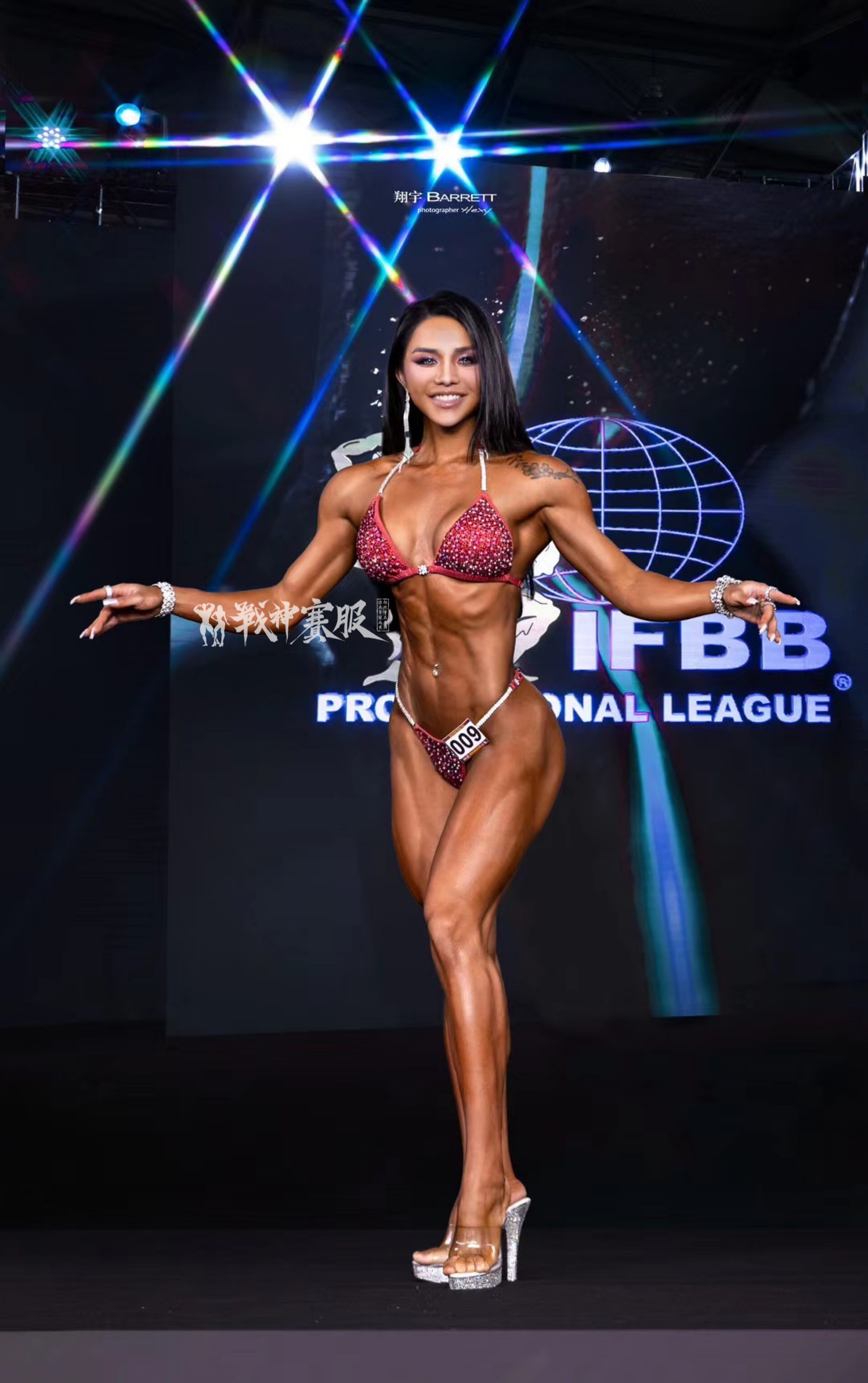 BK6-001 "Xinyi Red" Crystalized Suits for Bikini Competitions