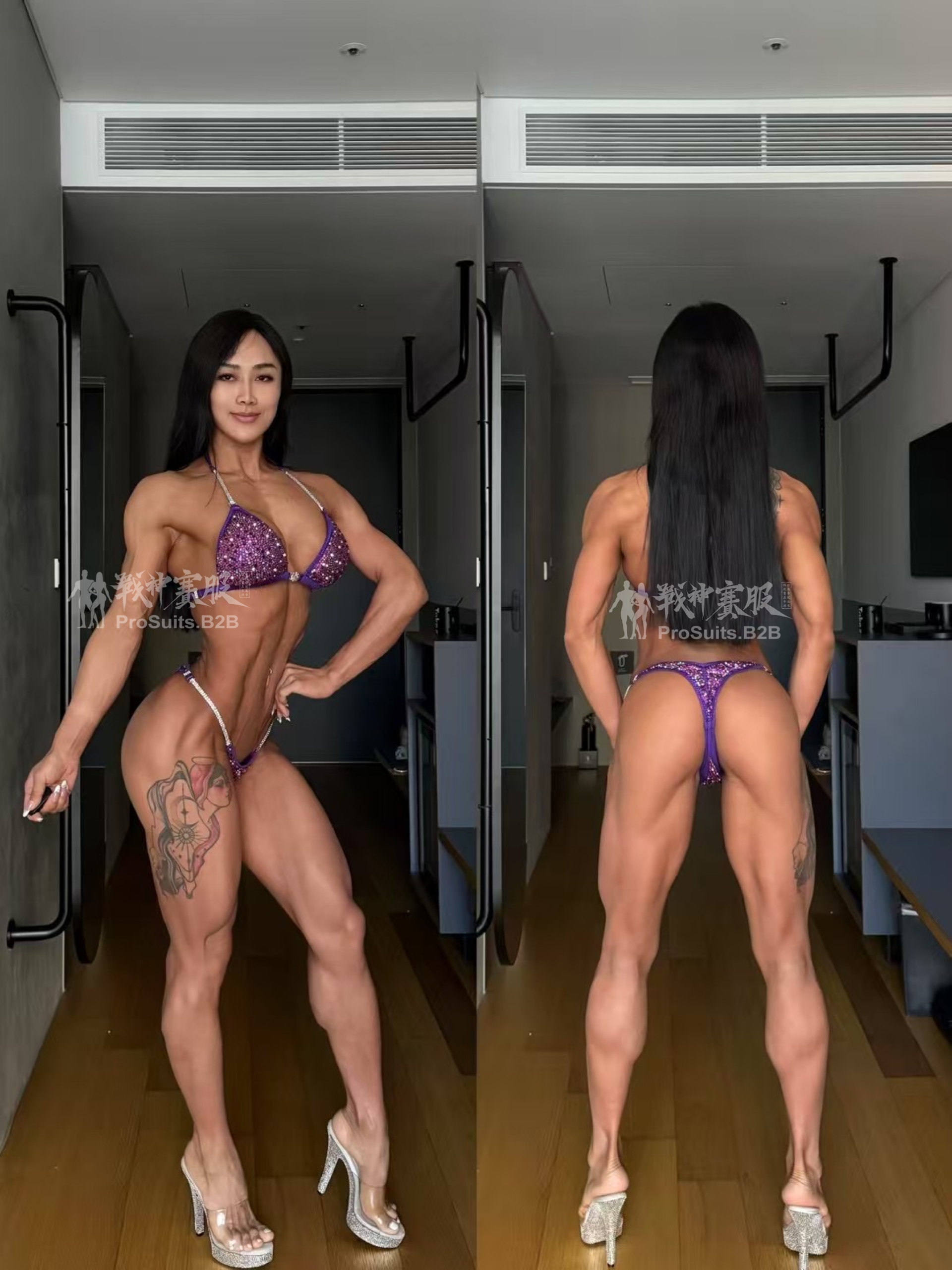 BK6-048 "Uka Purple" Competition Bikini Custom-Made for Bikini and Wellness ProSuits Uyanga Bataa