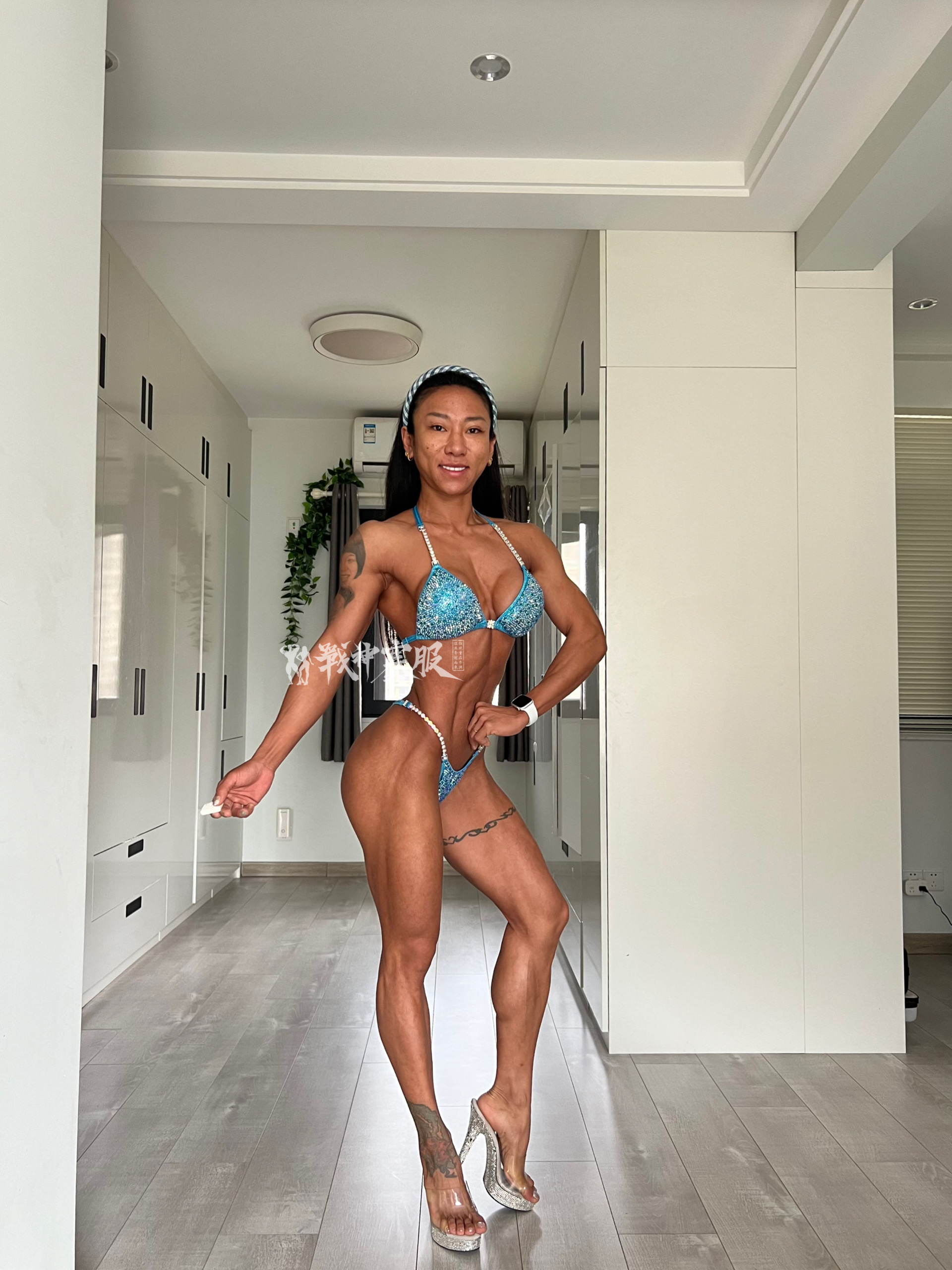 BK6-002 "Wubi Blue" Competition Bikini Custom-Made for Bikini and Wellness ProSuits Bi Wu