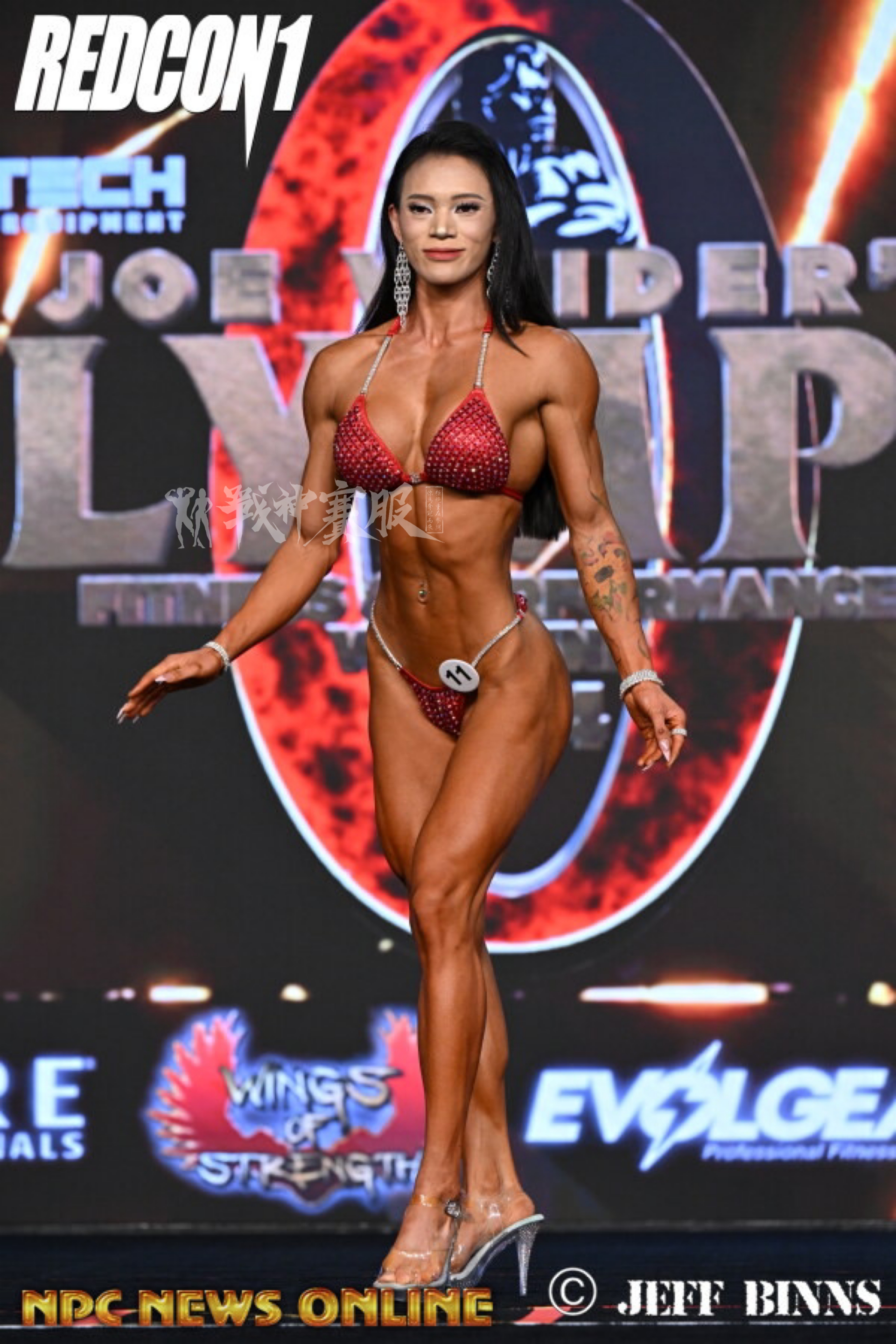 BK2-002 "Chaoxian Red" Competition Bikini Custom-Made for Bikini and Wellness ProSuits Chaoxian Chen