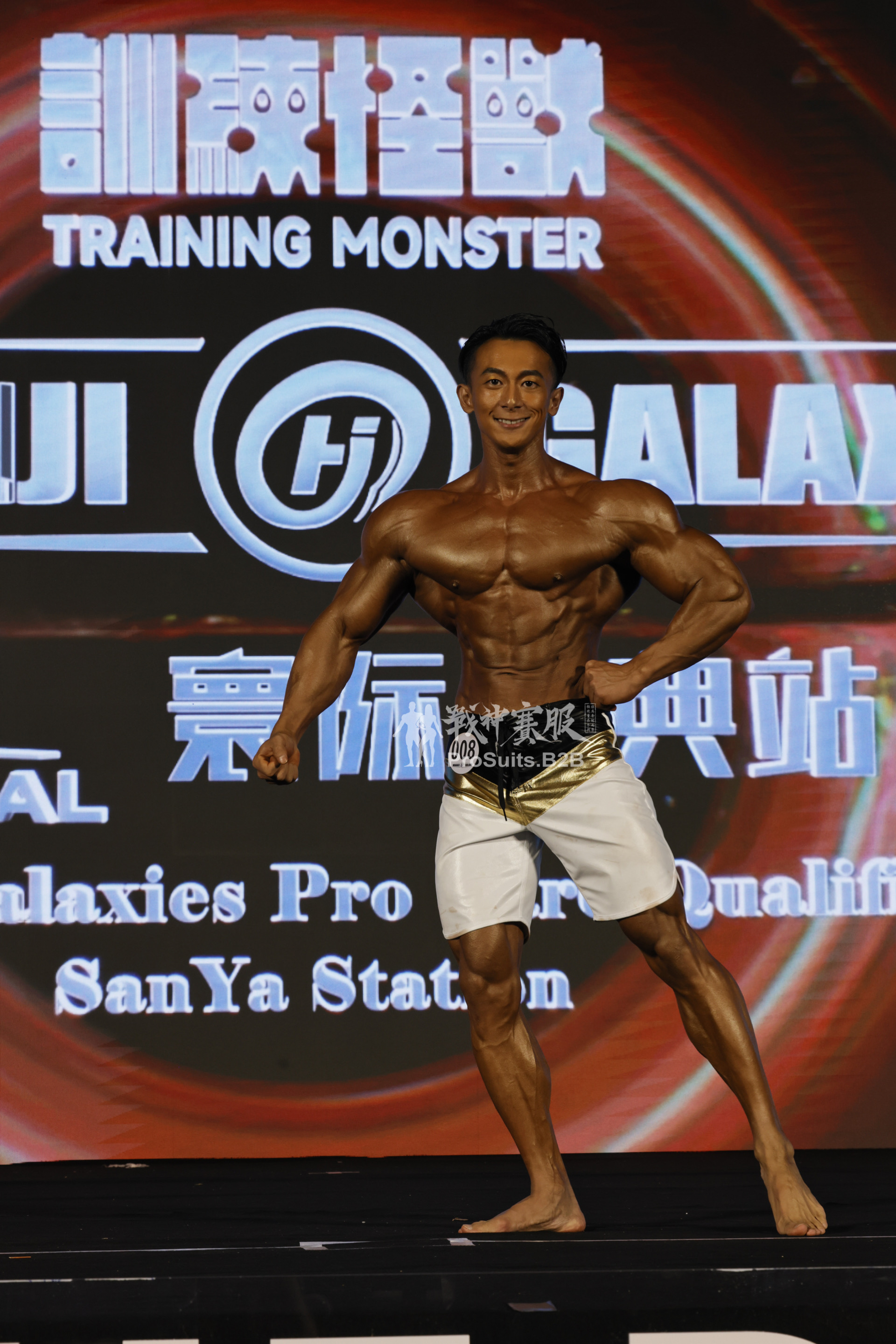 MP133 Boardshorts Custom-Made for Men's Physique ProSuits Yelong Jiang