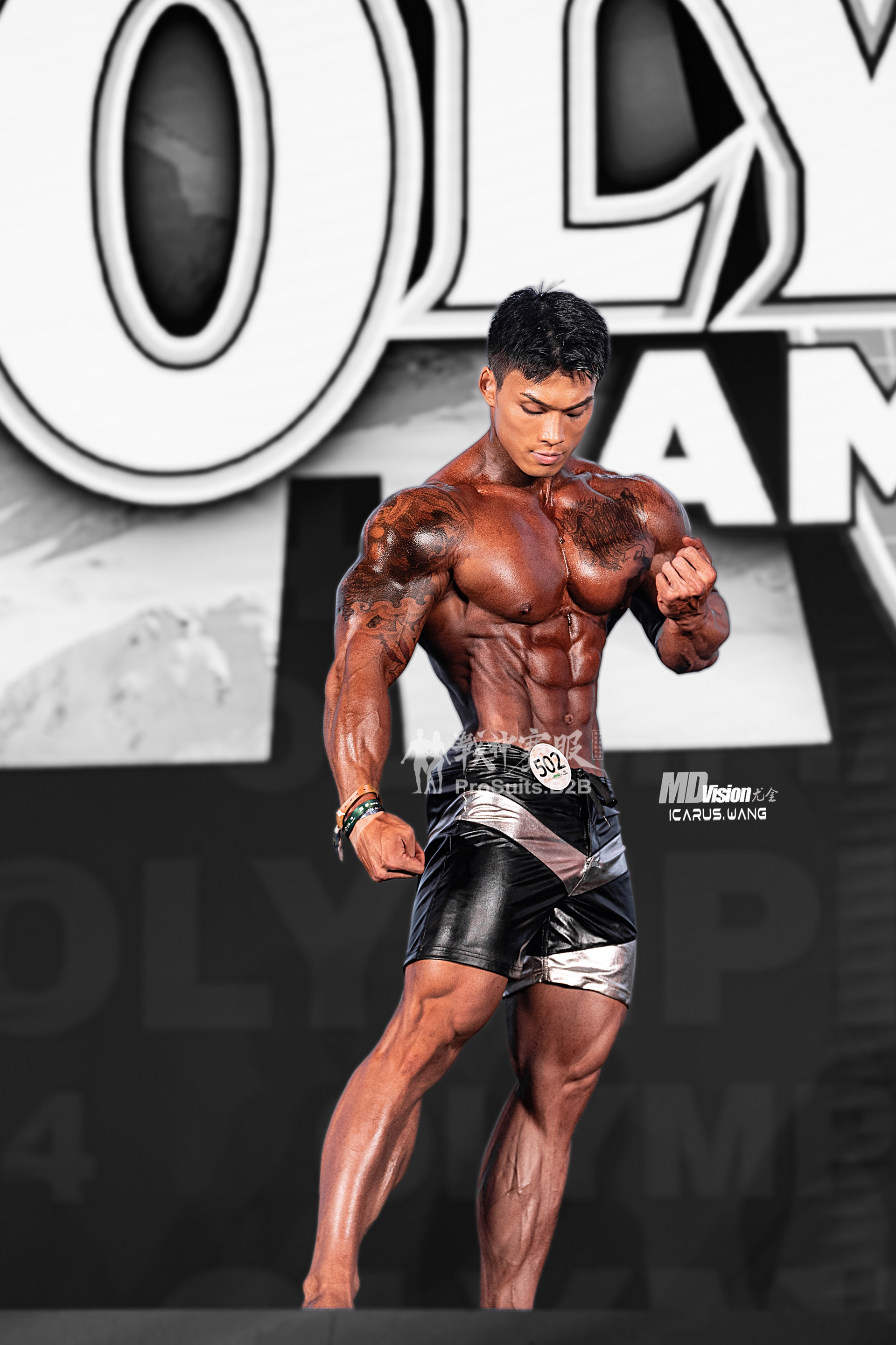 MP165 Boardshorts Custom-Made for Men's Physique ProSuits Xiaokang Wang