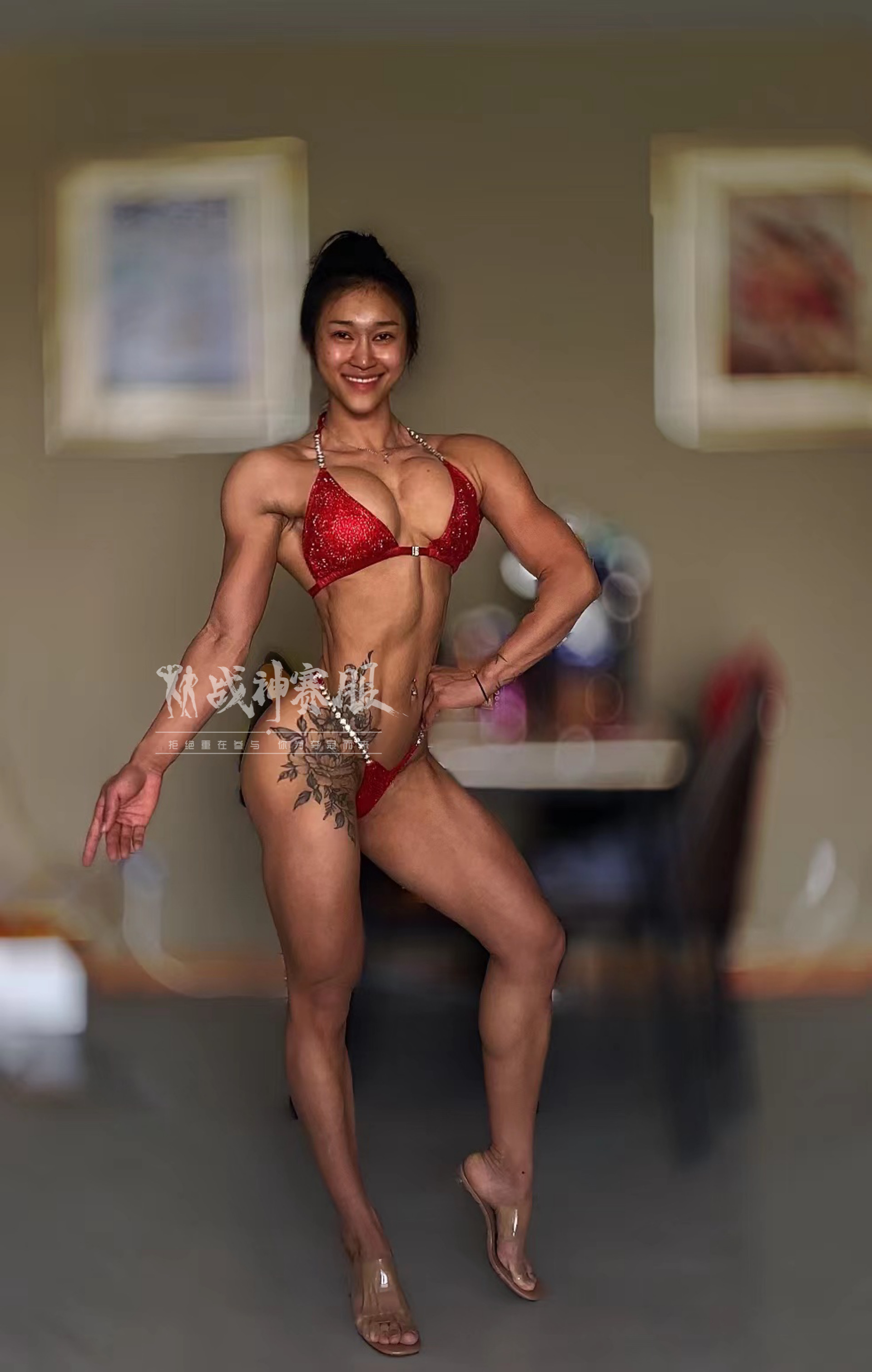 BK6-004 "Wubi Red" Competition Bikini Custom-Made for Bikini and Wellness ProSuits Bi Wu