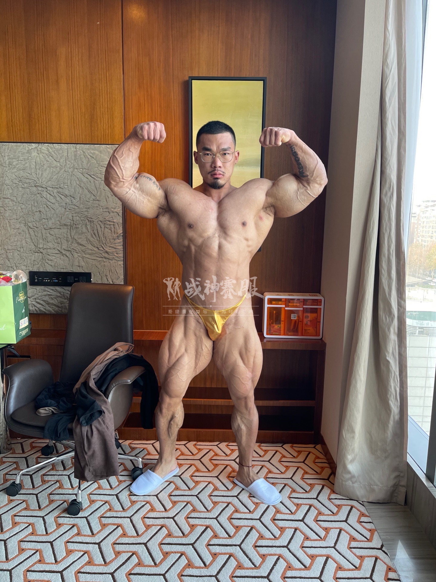 BB-K22 "Emperor Gold" Posing Trunk for Bodybuilding ProSuits Hongcheng Zhao