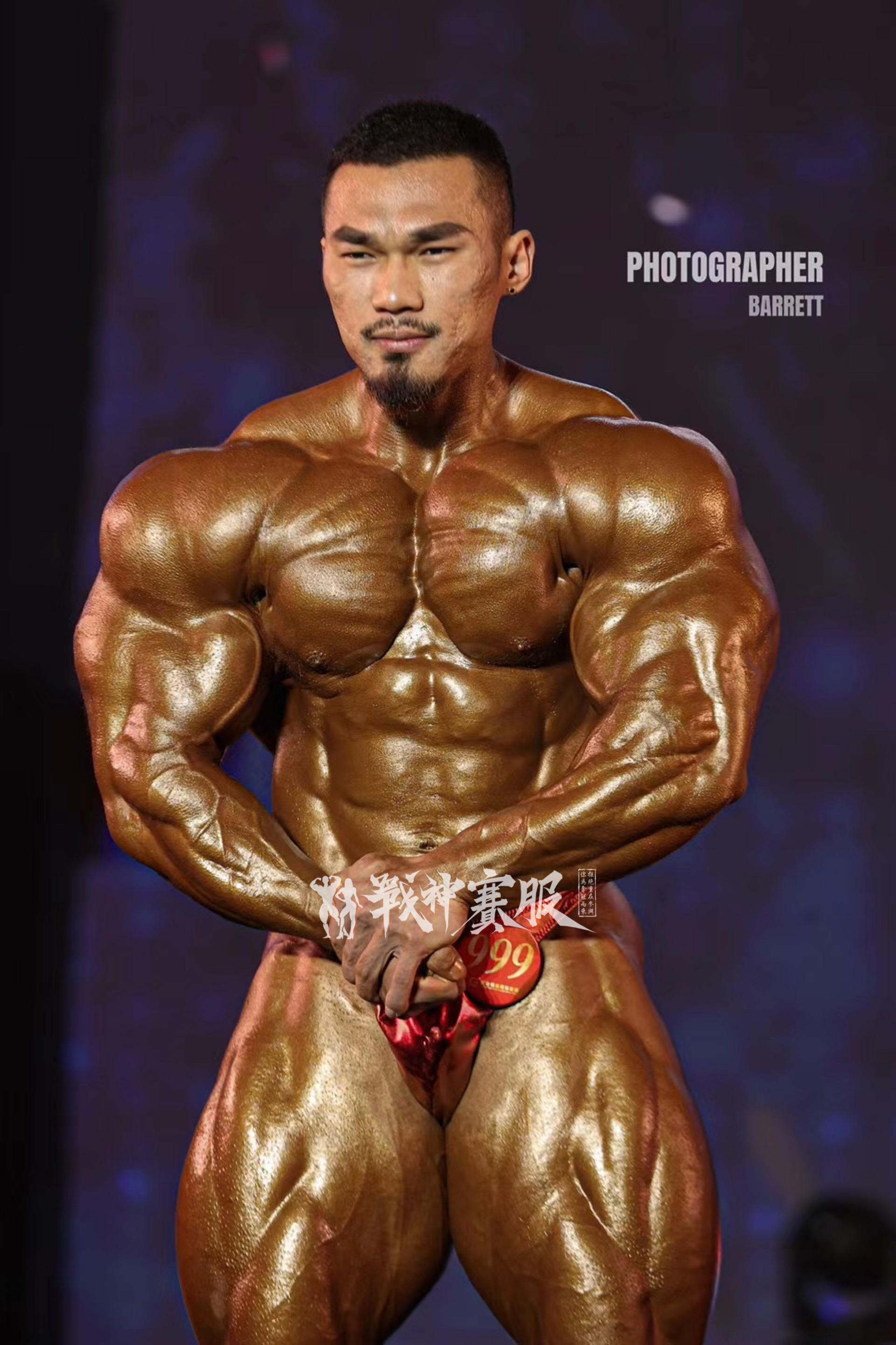 BB-K1 "Winning Red" Posing Trunk for Bodybuilding ProSuits Hongcheng Zhao
