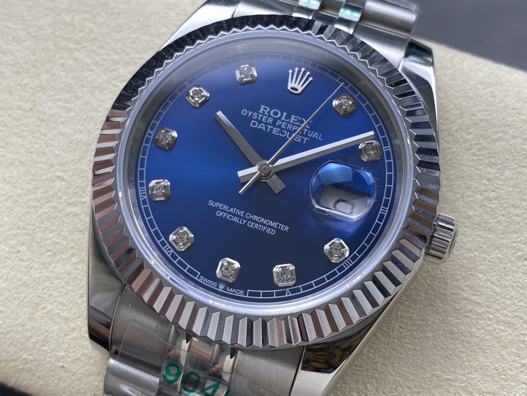 高級腕時計 41mm ステンレススチール＆18Kホワイトゴールド ベゼル ブルーダイヤル インデックス モデル