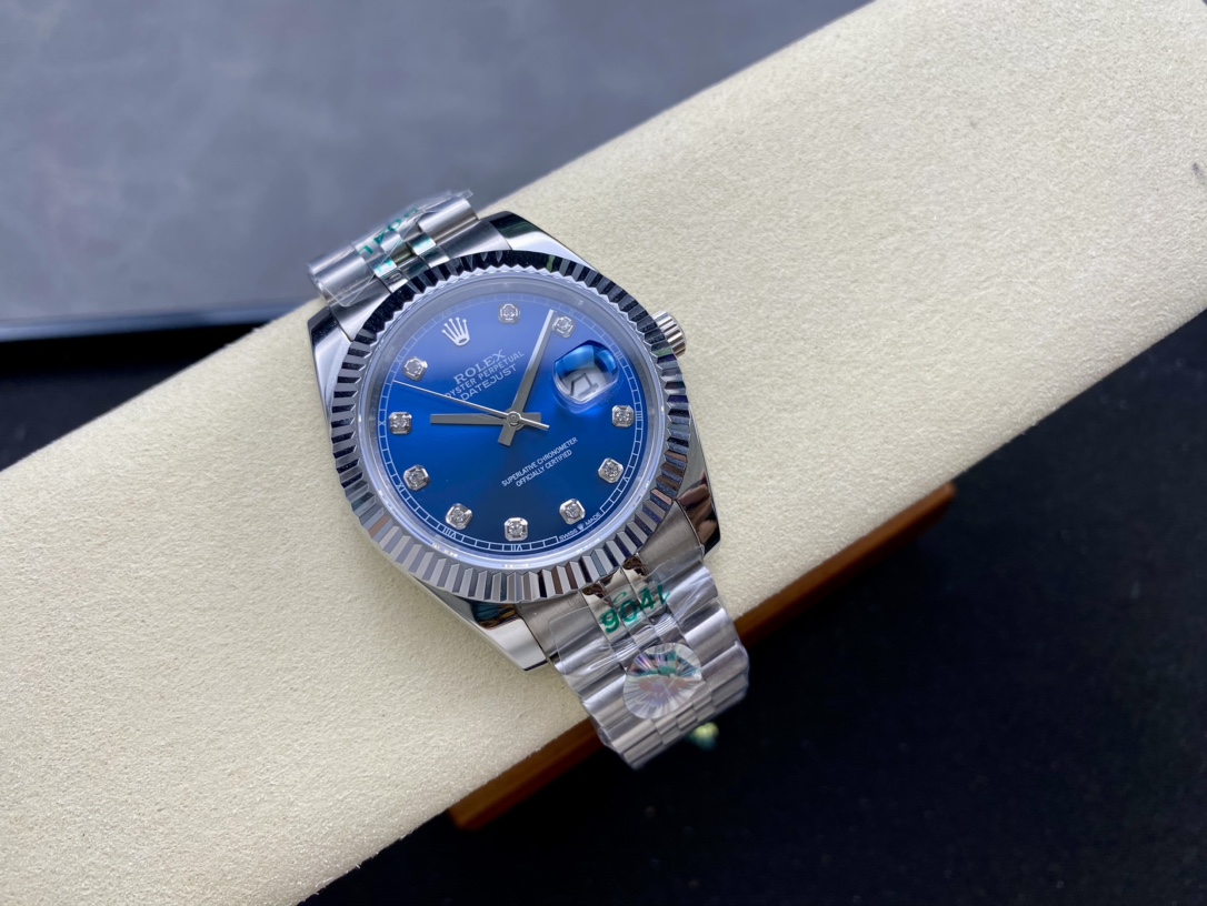 高級腕時計 41mm ステンレススチール＆18Kホワイトゴールド ベゼル ブルーダイヤル インデックス モデル