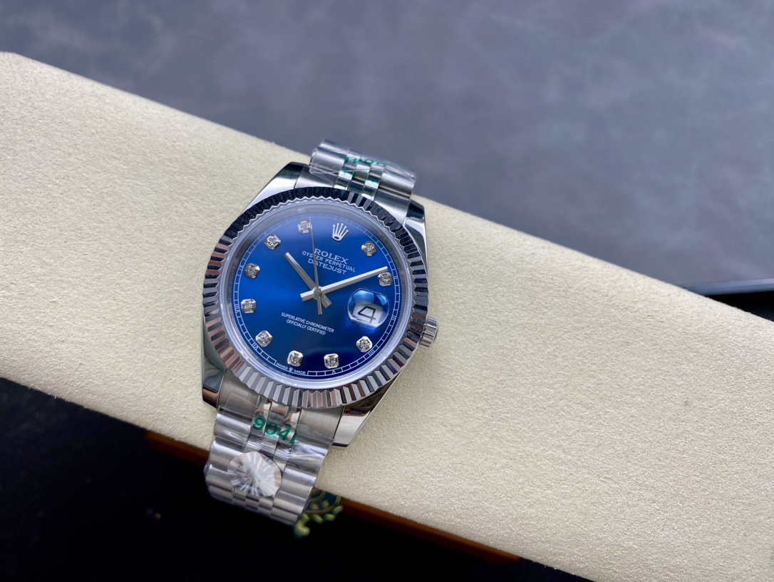 高級腕時計 41mm ステンレススチール＆18Kホワイトゴールド ベゼル ブルーダイヤル インデックス モデル