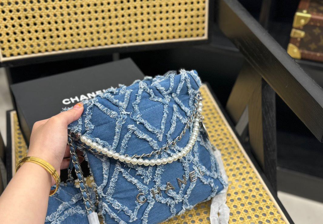 Chanel 23ss デニムバッグ アーガイル柄