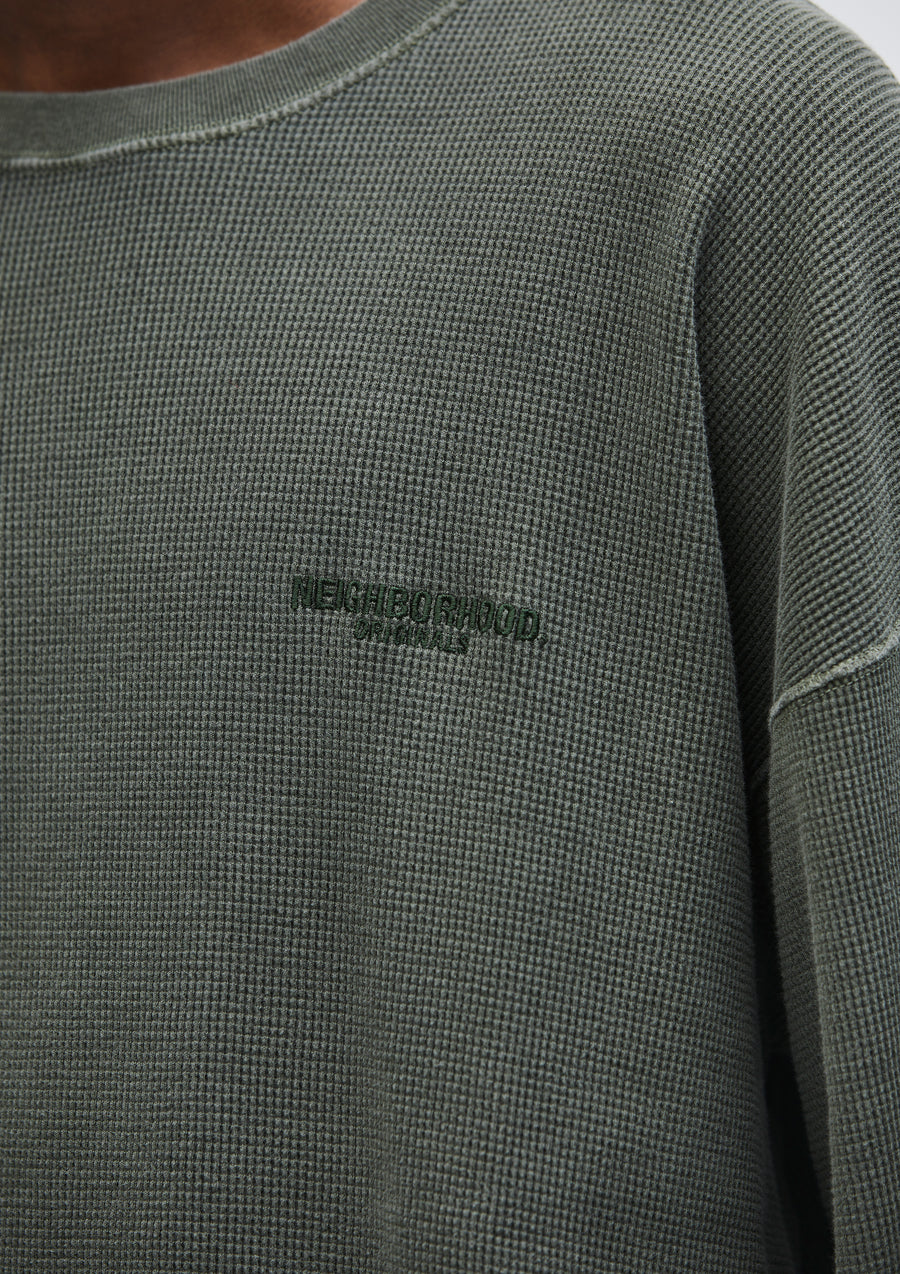 NEIGHBORHOOD 25SS PIGMENT DYED WAFFLE FABRIC CREWNECK LS