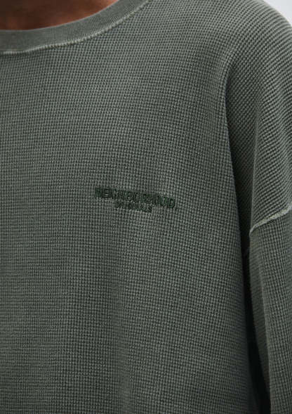 NEIGHBORHOOD 25SS PIGMENT DYED WAFFLE FABRIC CREWNECK LS