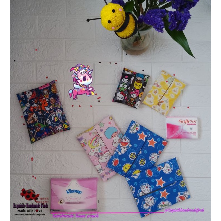 Handmade Pocket / Travel waterproof tissue pouch hello kitty pompompurin my Melody little twin stars LTS toki Pooh