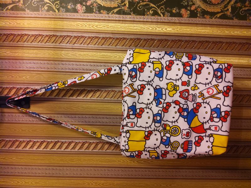 Handmade Shoulder Shopper Bag (Cotton) in Hello Kitty Print
