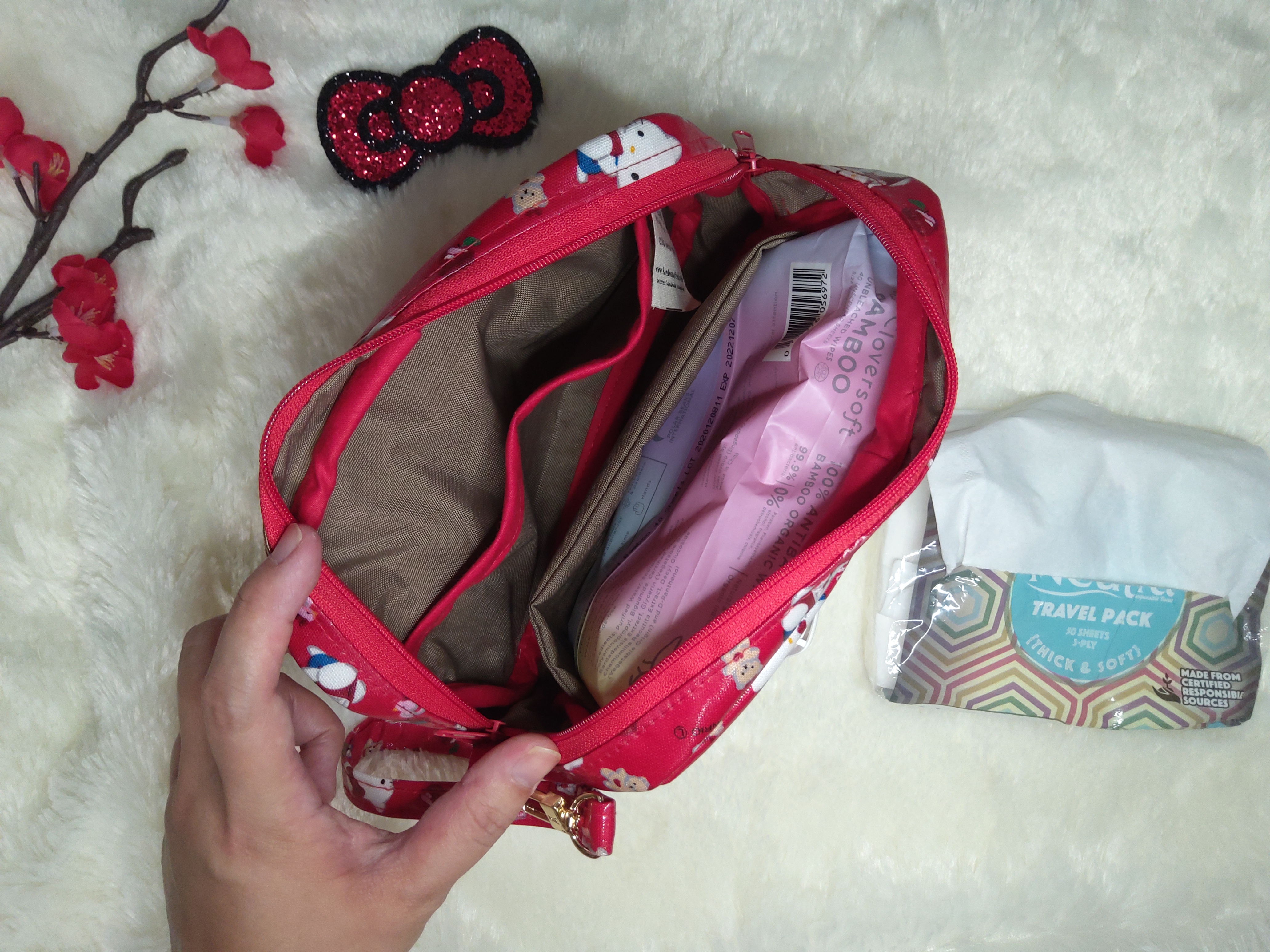 3in1 Travel Pouch for Wetwipes Tissues On-The-Go with zip