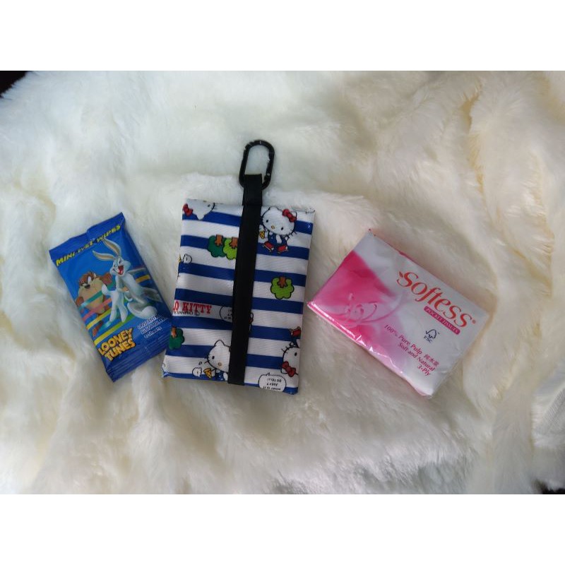 Handmade Pocket size dry tissue and wetwipe pouch 2in1 (wet and dry) -  HK, Toki, JJB