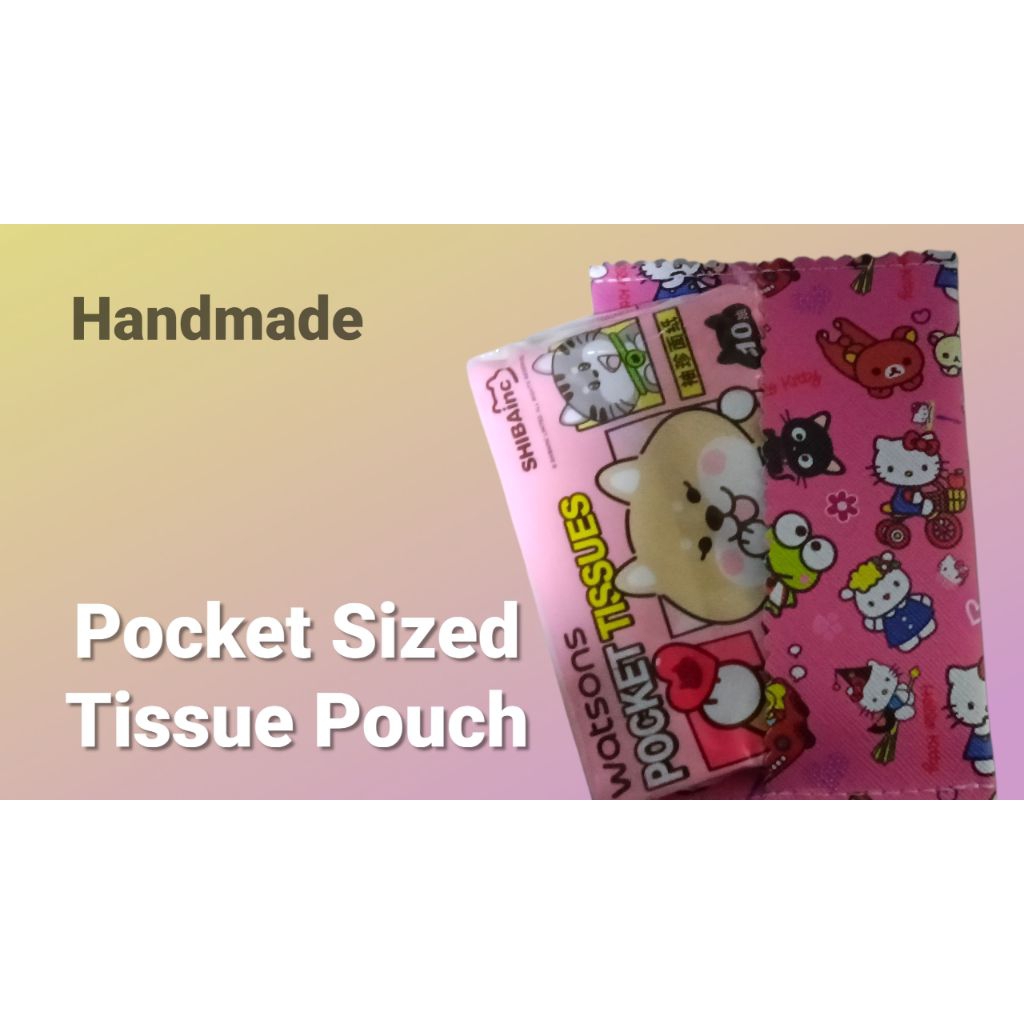 SG handmade PU waterproof material Scallop Tissue Pouch,  Pocket Sized cute Hello Kitty, Cartoon support local