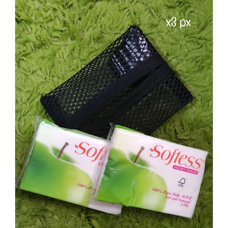 Handmade Black Mesh Type Netting Pocket Tissue Pouch essential pouch for 2 packs pocket tissues