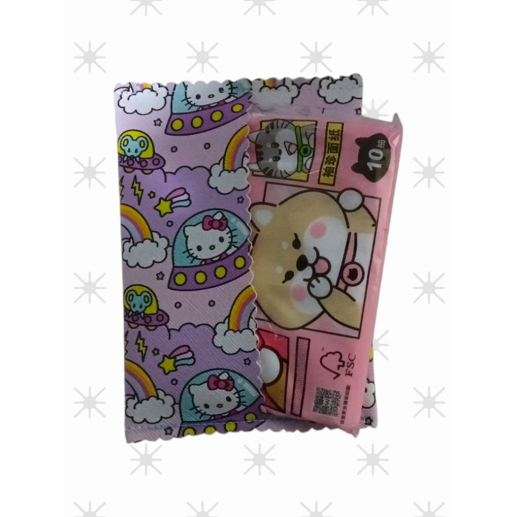 SG handmade PU waterproof material Scallop Tissue Pouch,  Pocket Sized cute Hello Kitty, Cartoon support local