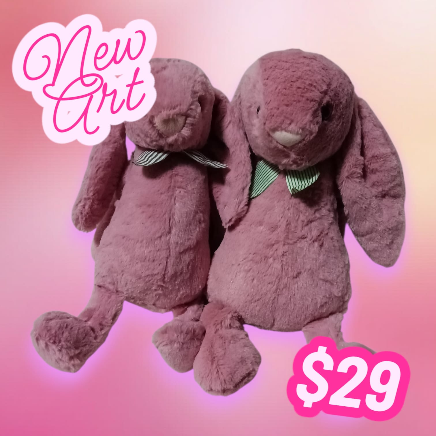 Embroidery Initials Jelly Cat Bunny Meow Meow Cat 29cm