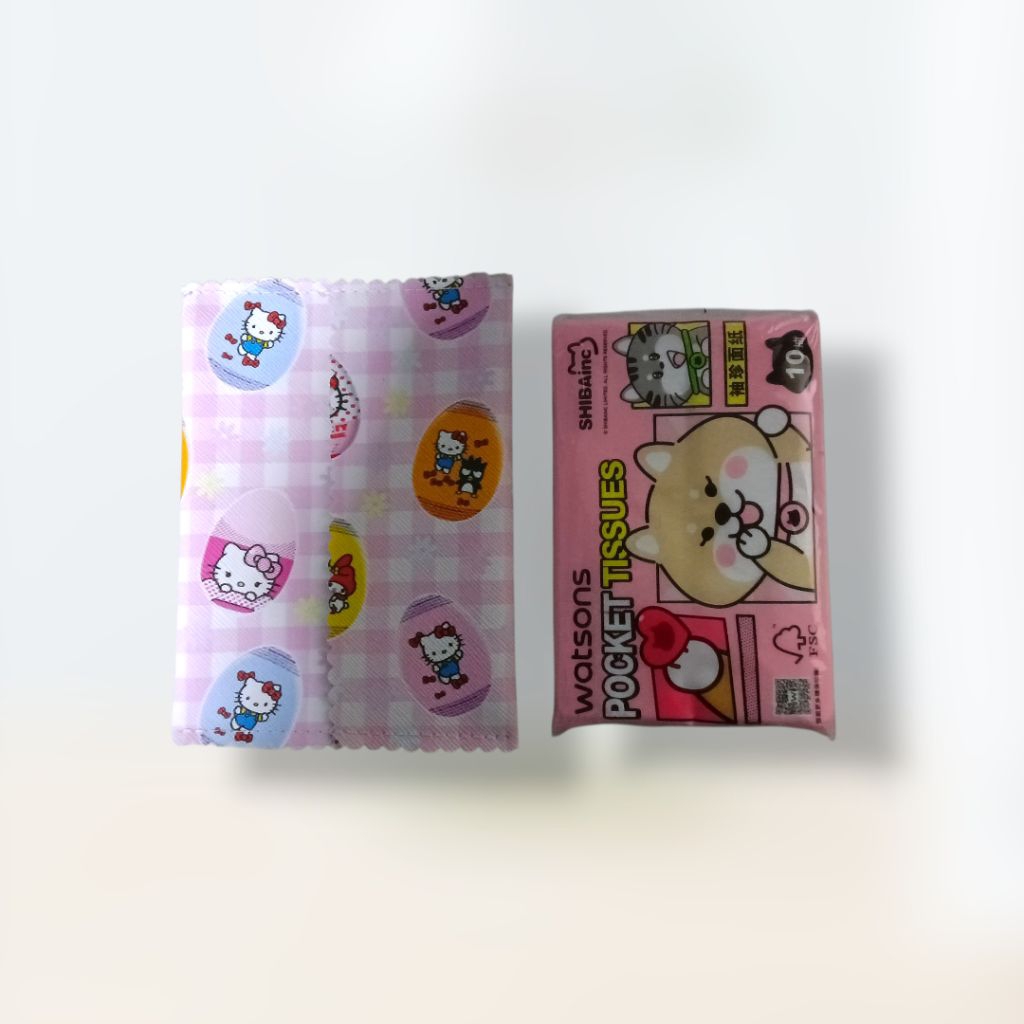 SG handmade PU waterproof material Scallop Tissue Pouch,  Pocket Sized cute Hello Kitty, Cartoon support local