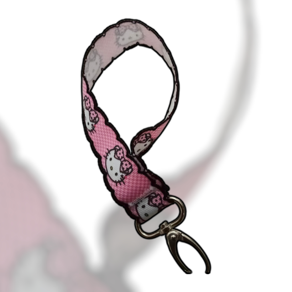 Singapore Customised Handmade Hello Kitty satin , Grosgrain Strap Wristlet (15cm)