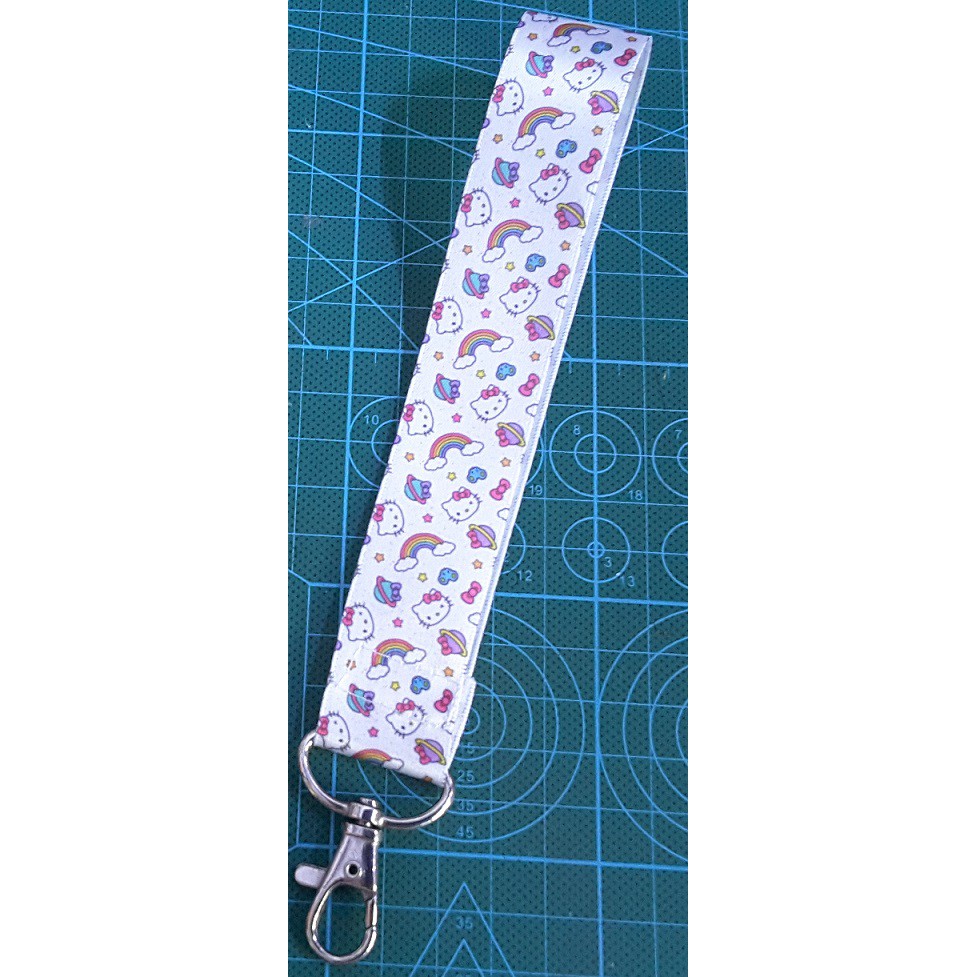 Singapore Customised Handmade Hello Kitty satin , Grosgrain Strap Wristlet (15cm)