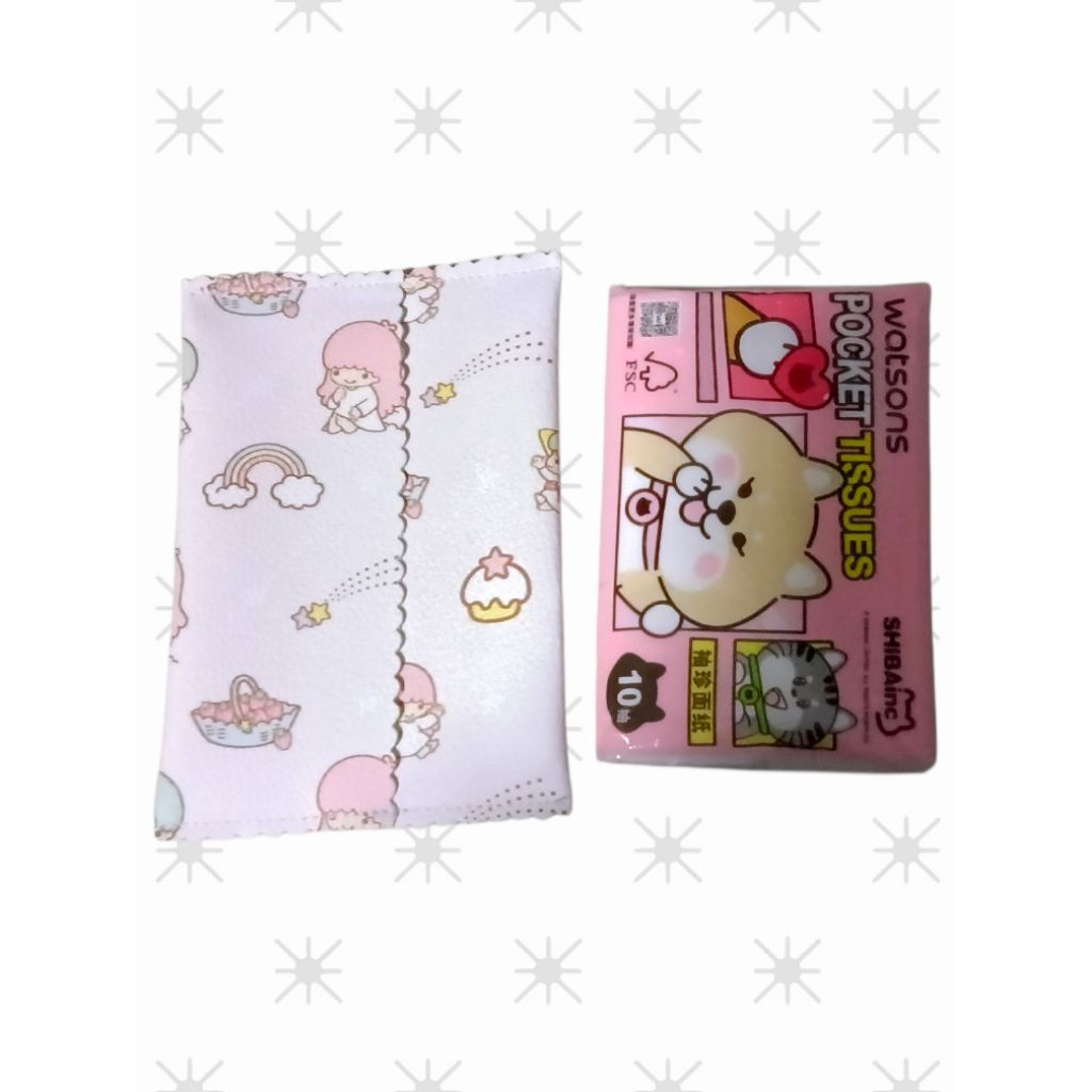 SG handmade PU waterproof material Scallop Tissue Pouch,  Pocket Sized cute Hello Kitty, Cartoon support local
