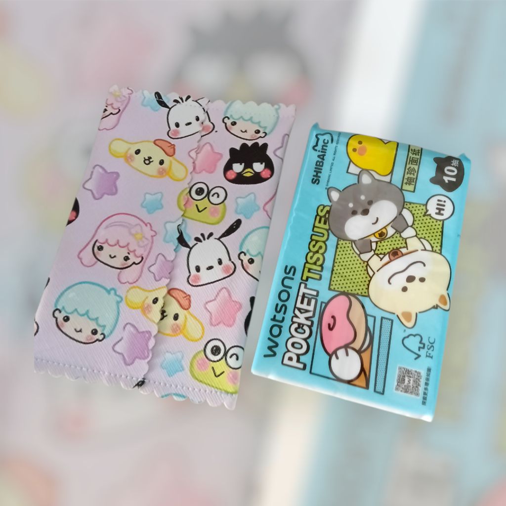 SG handmade PU waterproof material Scallop Tissue Pouch,  Pocket Sized cute Hello Kitty, Cartoon support local