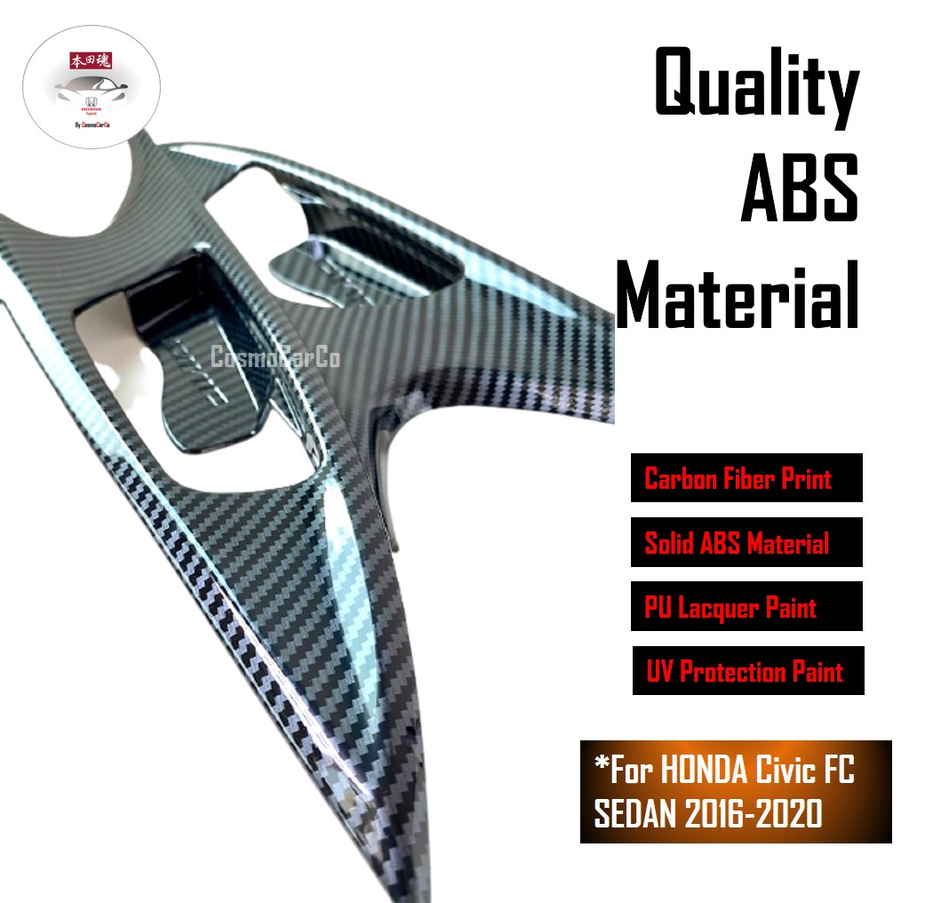 Honda CIVIC FC 10th Gen 2016-2020 Inner Door Bowl Cover Handle Frame Trim Carbon Fiber Interior Accessories