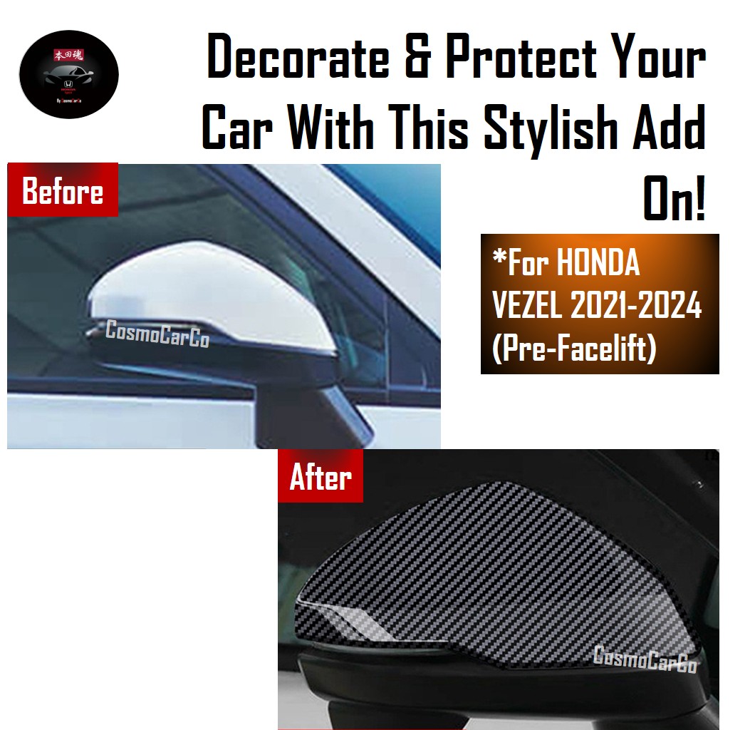 Honda VEZEL 2021 2022 2023 2024 Side Mirror Cover Carbon Fiber Design Trim Rear View Car Accessories