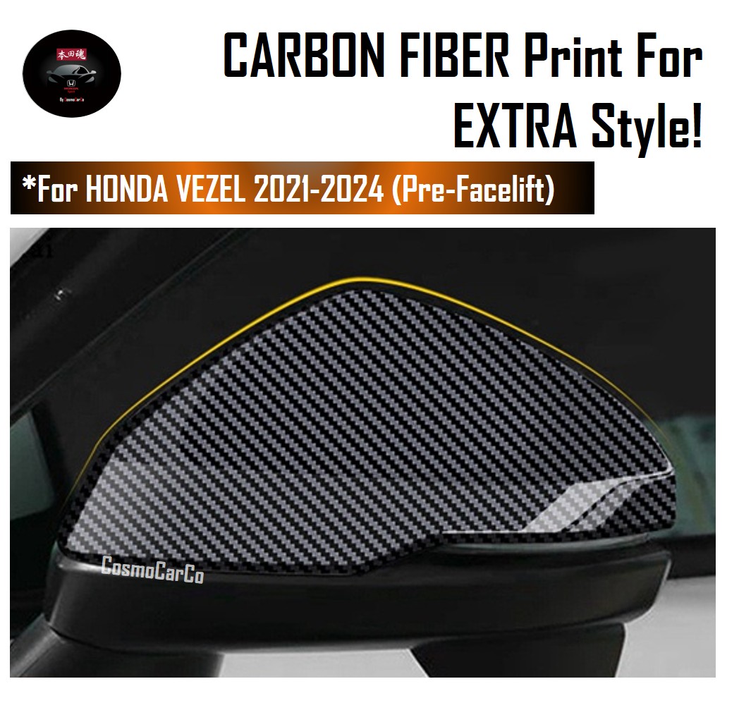 Honda VEZEL 2021 2022 2023 2024 Side Mirror Cover Carbon Fiber Design Trim Rear View Car Accessories