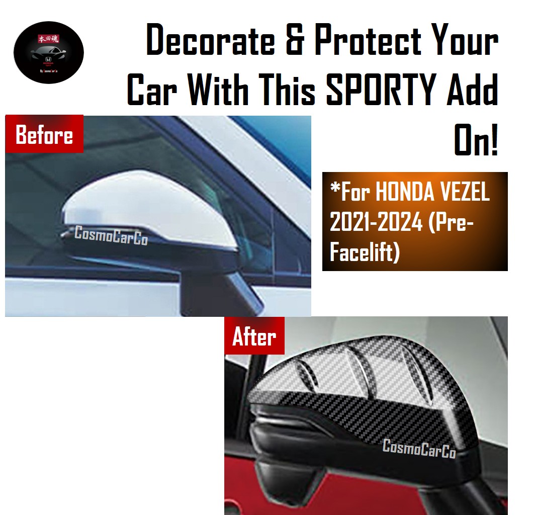 Honda VEZEL 2021 2022 2023 2024 Side Mirror Cover Carbon Fiber Sporty Design Rear View Car Accessories